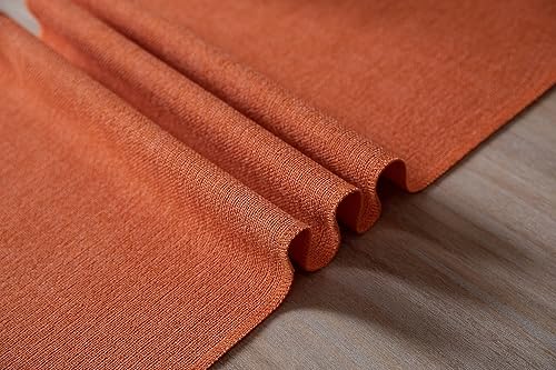 Miniatura 6 de ZeeMart Camino de mesa naranja quemado de 48 pulgadas de largo, camino de mesa de lino de arpillera estilo rústico de granja, camino de mesa de café