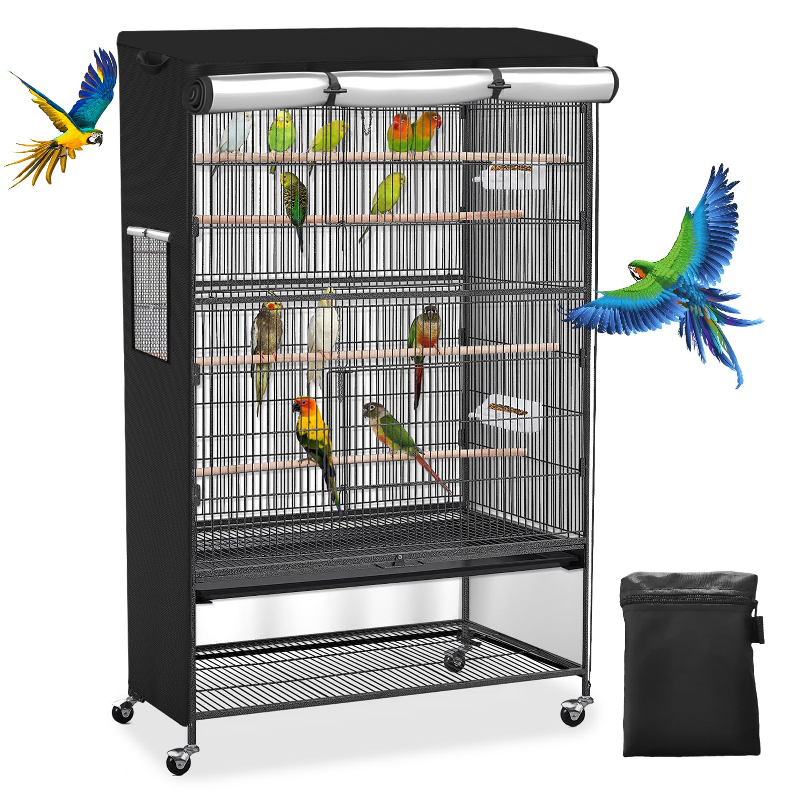 Roasivi Universal Large Birdcage Cover Black Out and Breathable Cages Cover for Parrots and Other Small Animals Durable Waterproofing Washable