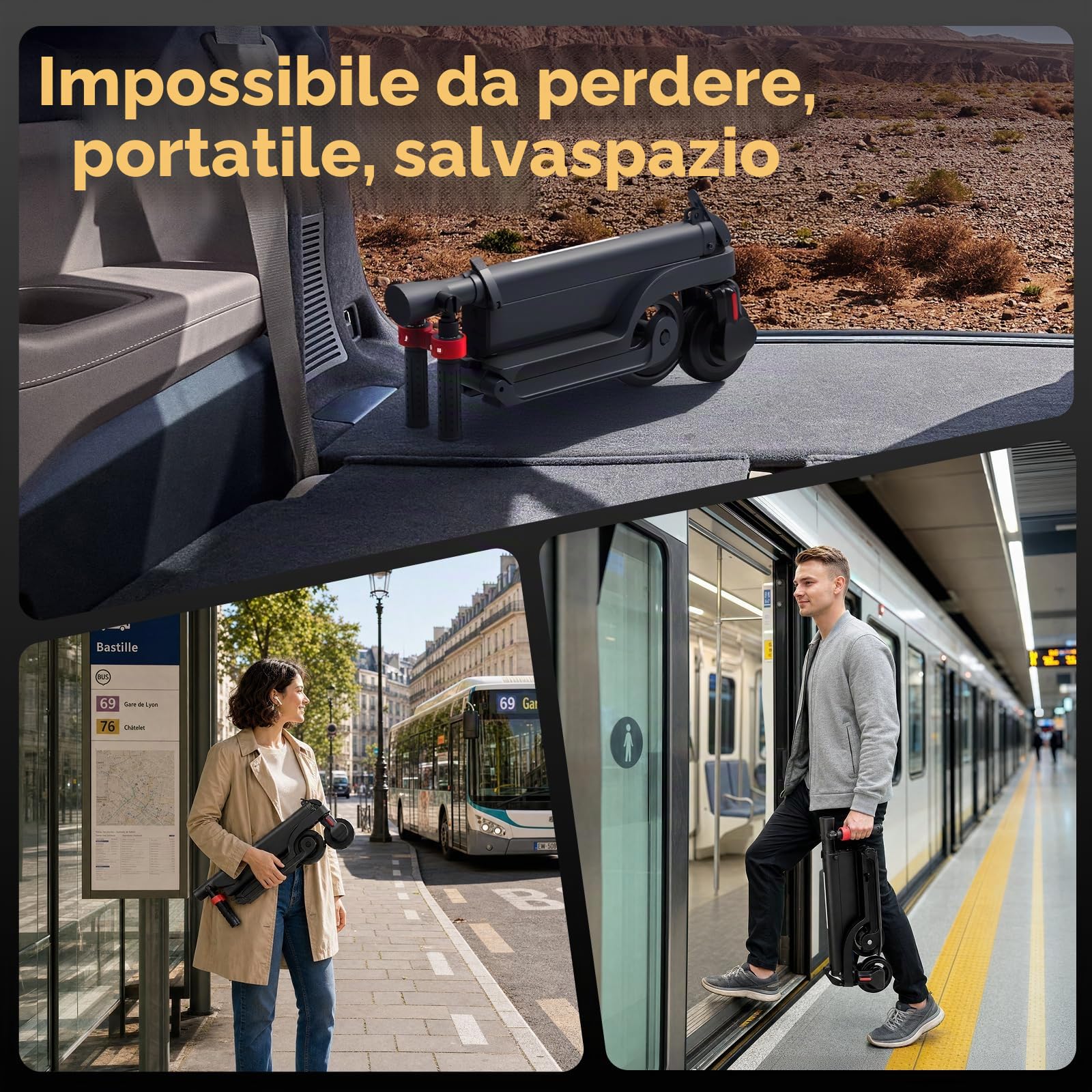 HX X6 Monopattino Elettrico Adulto 4 Pieghe da Zaino, il "Laptop" degli monopattini elettrici Urbani, 350W e Batteria Rimovibile, Autonomia 20-40km, Doppi Freni, Cruscotto Intelligente,App