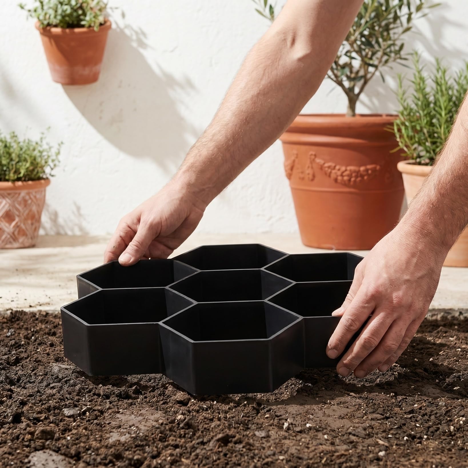 Moule Hexagonal à pavés de Jardin Moule à béton Réutilisable Plastique Solide Allée Terrasse Décoration Extérieure Outil Manuel 7.2x6.7In