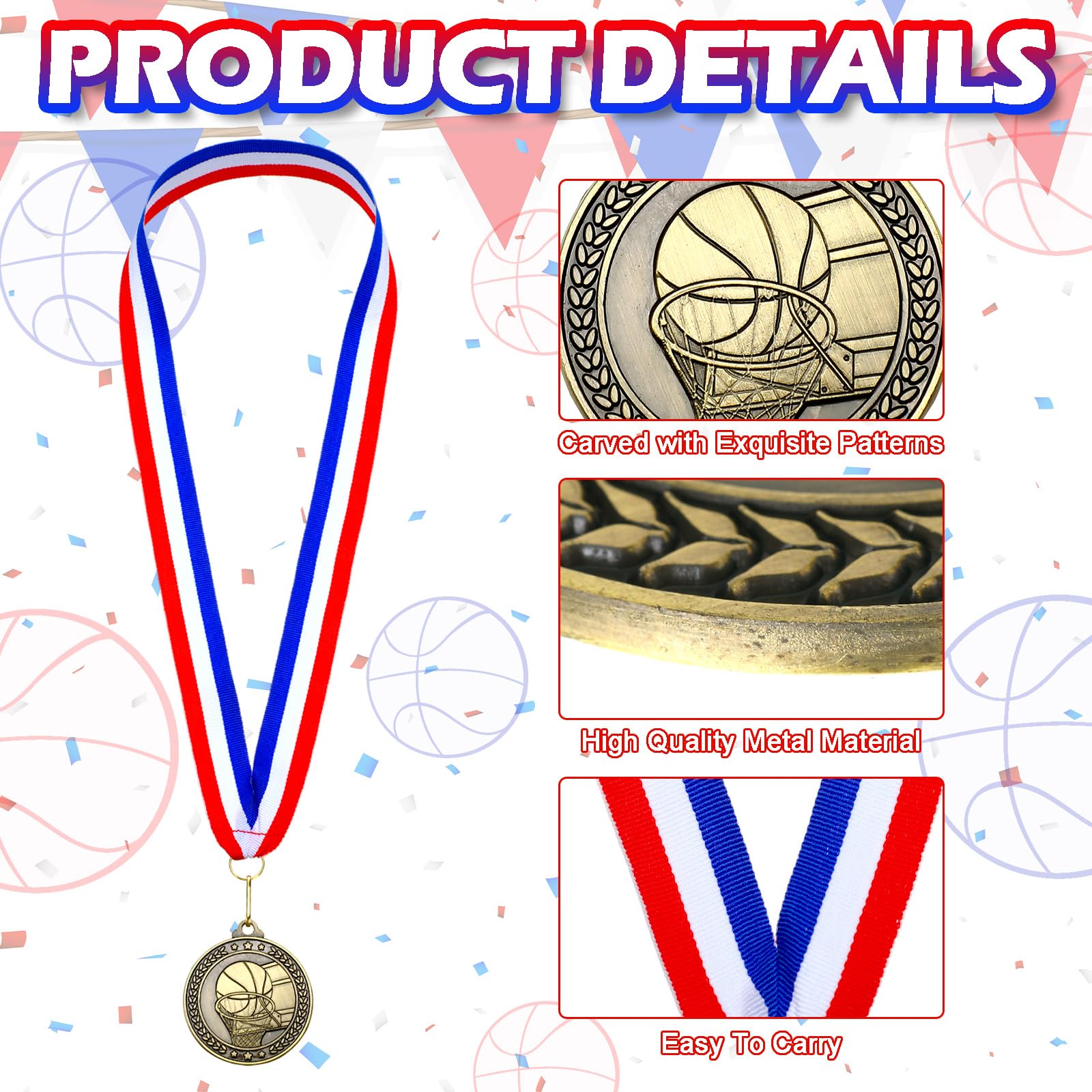 Remuuly 60 medallas de oro de 5 cm para fútbol, béisbol, voleibol, fútbol, porrista, premios de metal, premios a granel con cintas para el cuello, premios de trofeo, regalos para competiciones