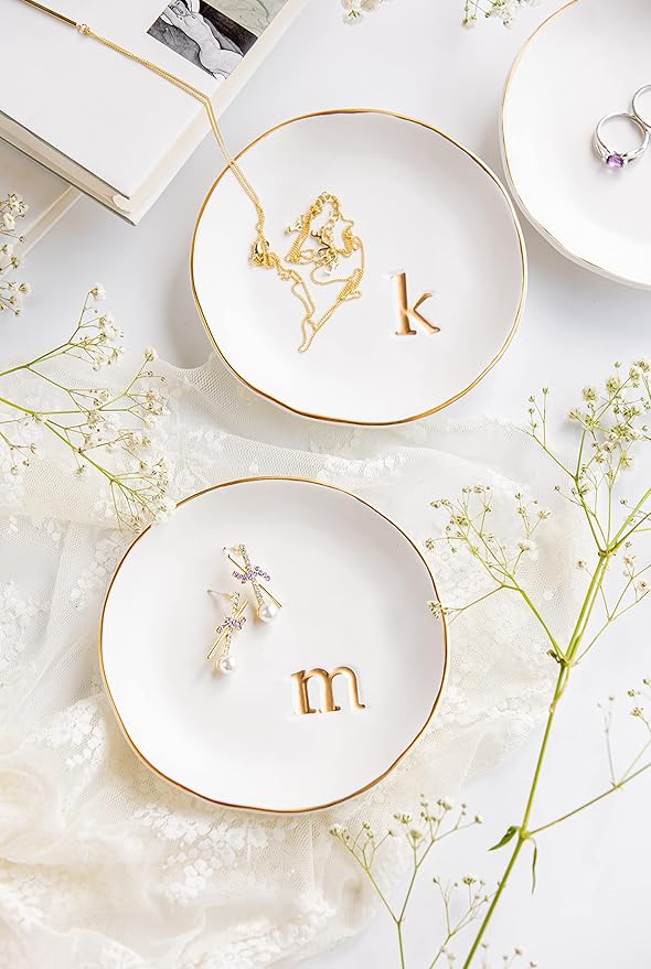 COLLECTIVE HOME - Ceramic Jewelry Tray, Decorative Trinket Dish for Rings Earrings Necklaces Bracelet Watch Keys