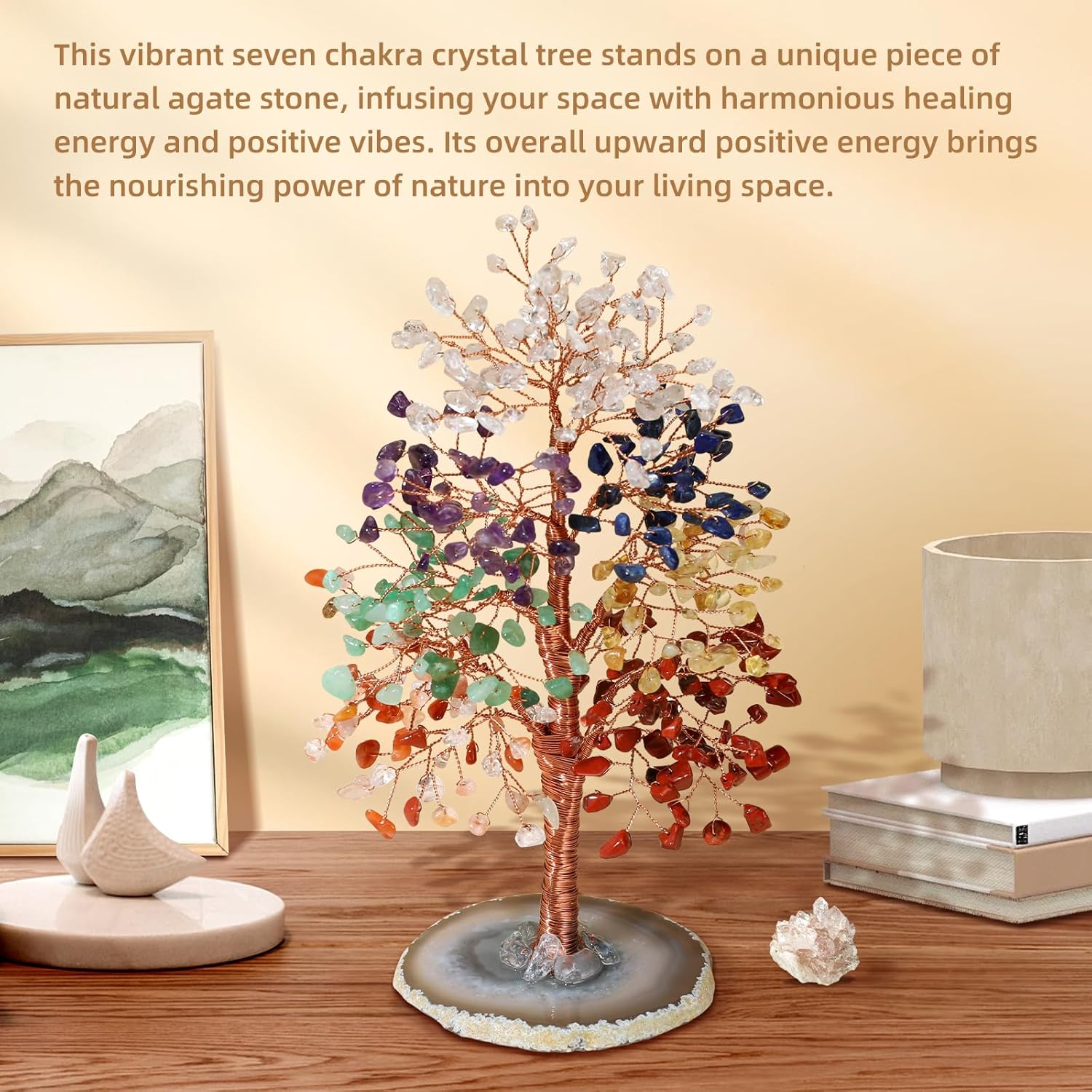 Hopeseed 7 Chakra Crystal Tree of Life Handmade Bonsai Healing Crystal Trees for Home, Desk, Living Room, Office Decor for Positive Energy, Good Luck Birthday Gifts for Women, Mom, Men - Image 8