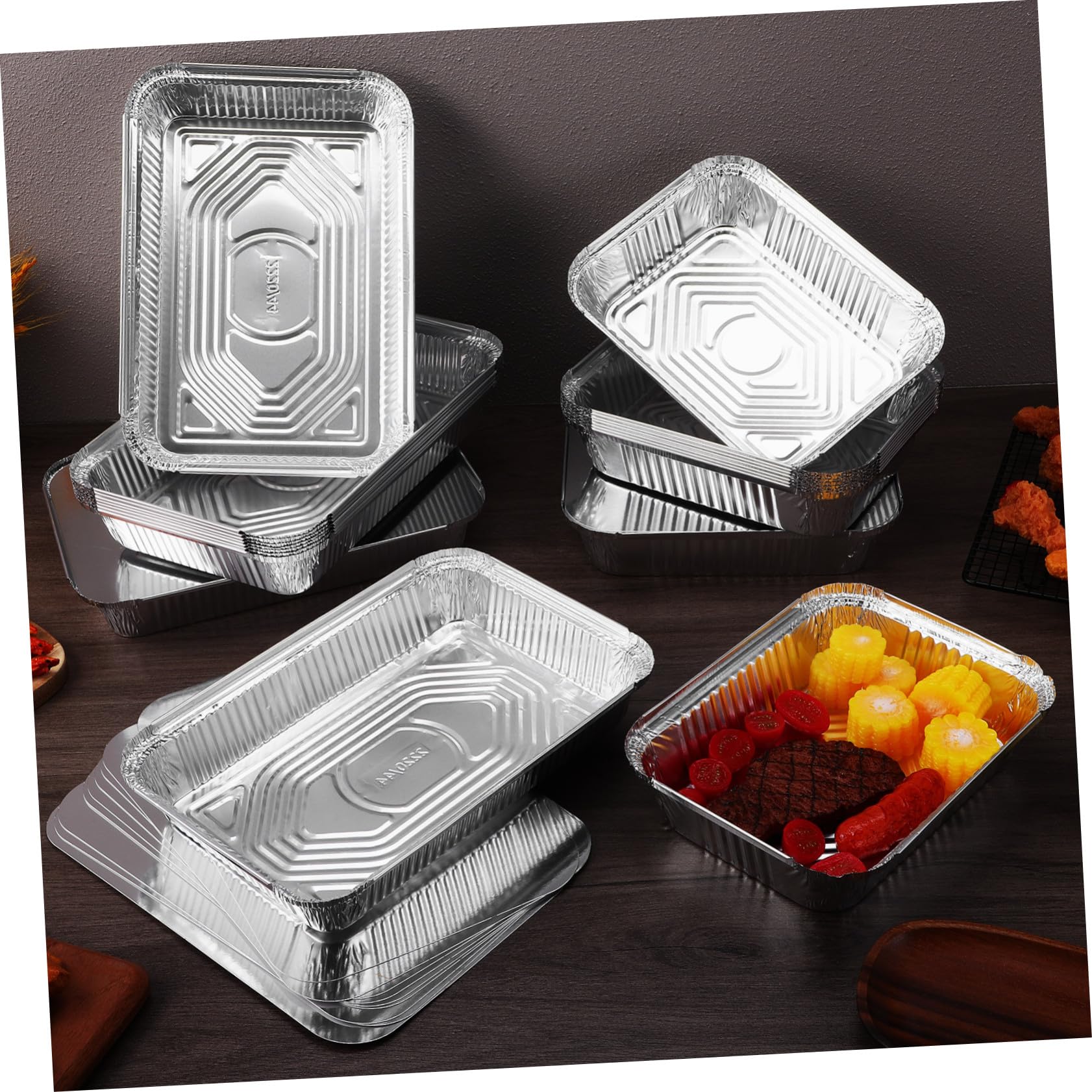 20 piezas Bandejas de Aluminio con Tapa Hermética Contenedores Aluminio para Horno Bandejas Pequeñas para Hornear y Almacenar Alimentos Aptas para Cocinar y Conservar Comidas
