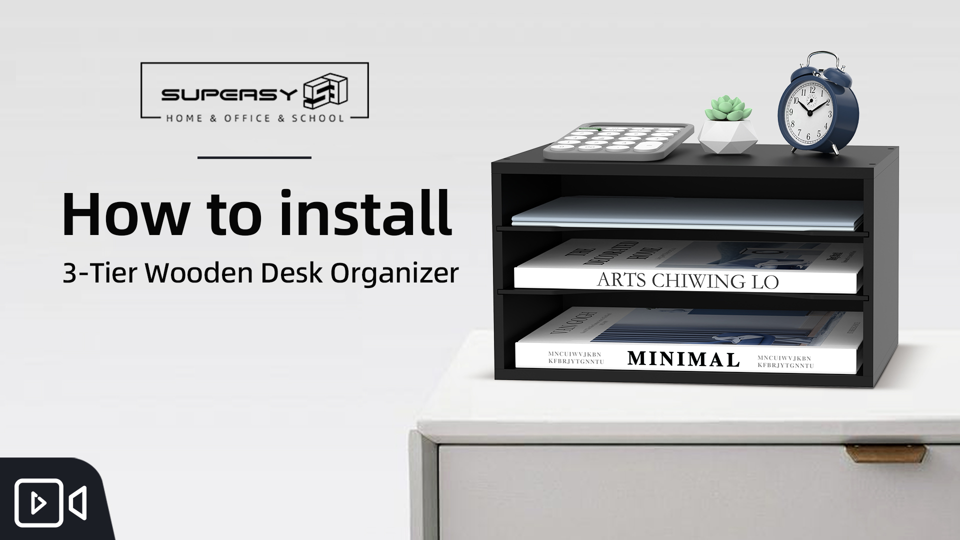 Sticky Tabs 3 Tier Stackable Desk Black A4 Letter Tray Filing Document ...