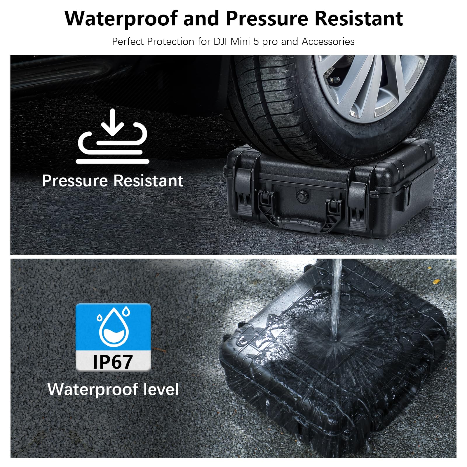 FPVtosky Valise pour DJI Mini 5 Pro/Fly More Combo Plus, Sac de Transport à Double Couche pour Mini 5 Pro, Compatible avec RC 2/RC-N3, Batterie, Chargeur et Autres Accessoires [Seulement Le BOÎTIER]
