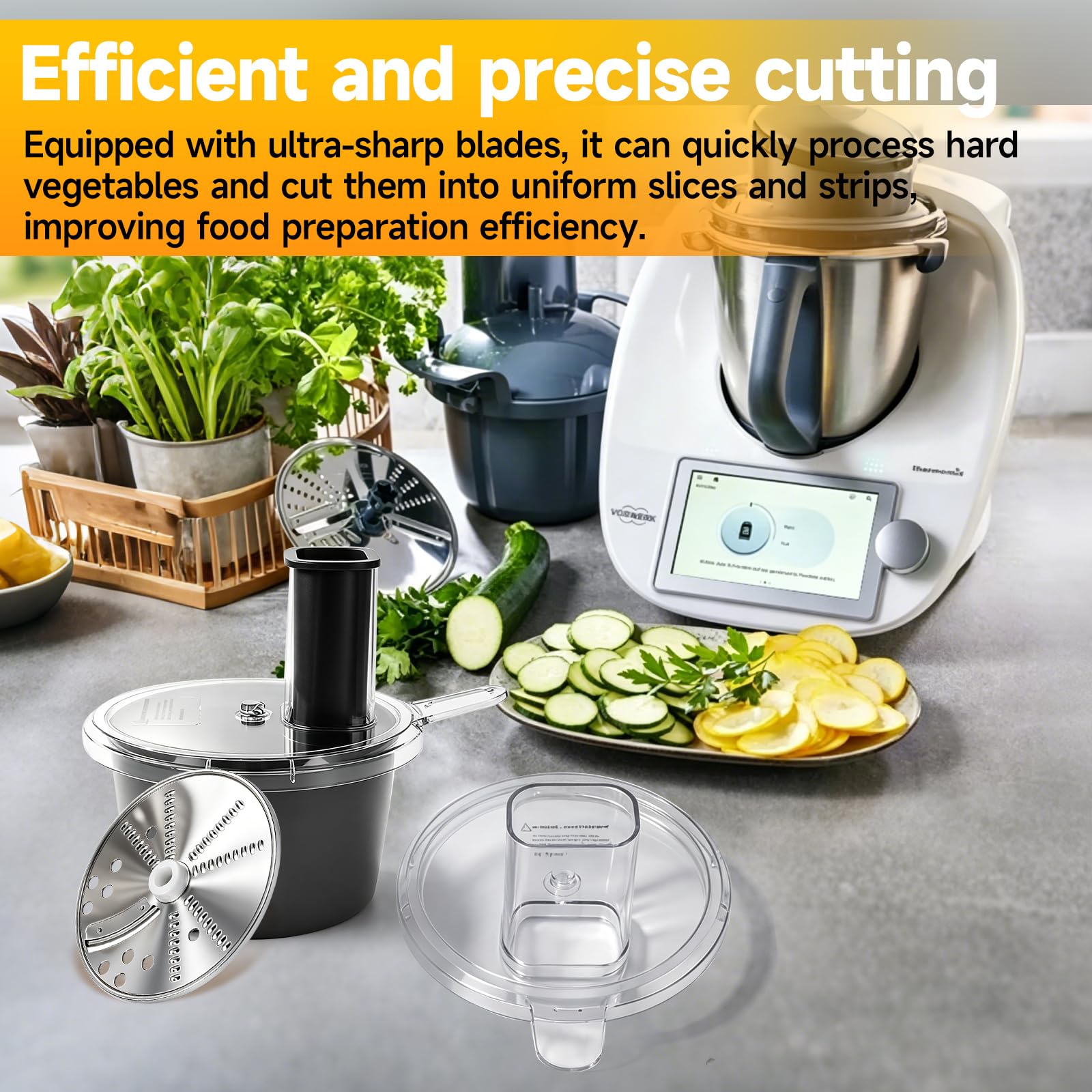 Gemüseschneider, Multifunktionaler Gemüsehobel für TM5 TM6, Effiziente Verarbeitung von Gemüse Küchenreibe Maschinenzubehör, Vegetable Chopper Slicer Gemüsefriseur mit zwei Schnittstärken