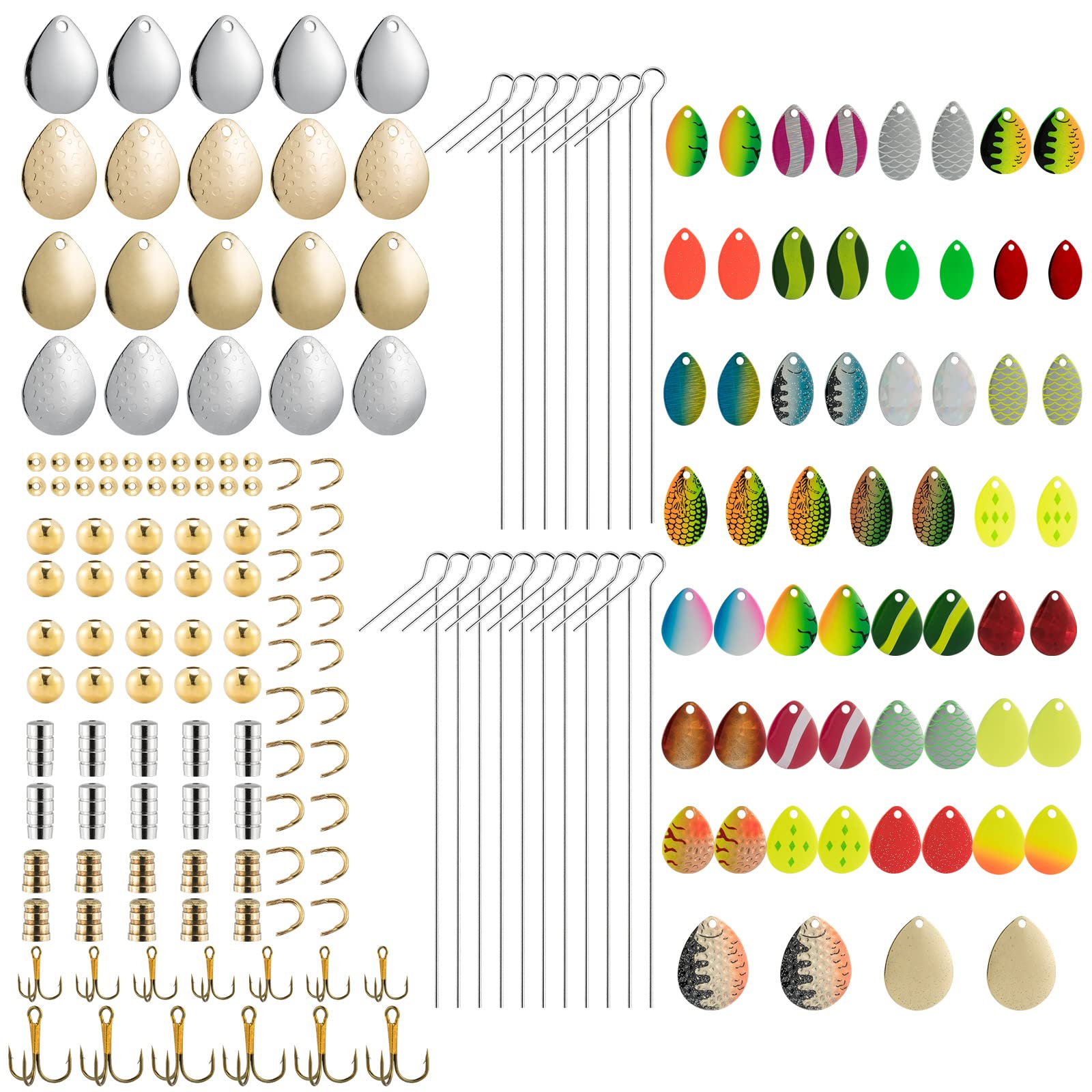 Dr.Fish 140 Pack Spinner Making Kit with 60 Pack Spinner Blades Kit Colorado and Indiana Blades Inline Spinner Bait Lure Making Supplies Walleye Rig