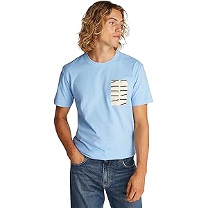 Calvin Klein Uomo T - Shirt Maniche Corte Serif Box Graphic Tee in Cotone, Blu (Blue Bell), S