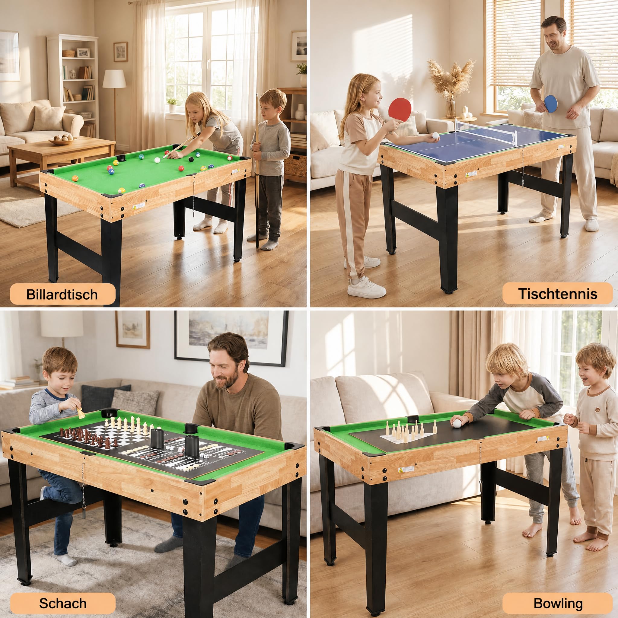 hotsizz 10-in-1 Multi-Spieltisch mit Tischfußball, Tischtennis, Billardtisch, Air Hockey und mehr, 121 × 61 × 73 cm, geeignet für Erwachsene und Kinder.