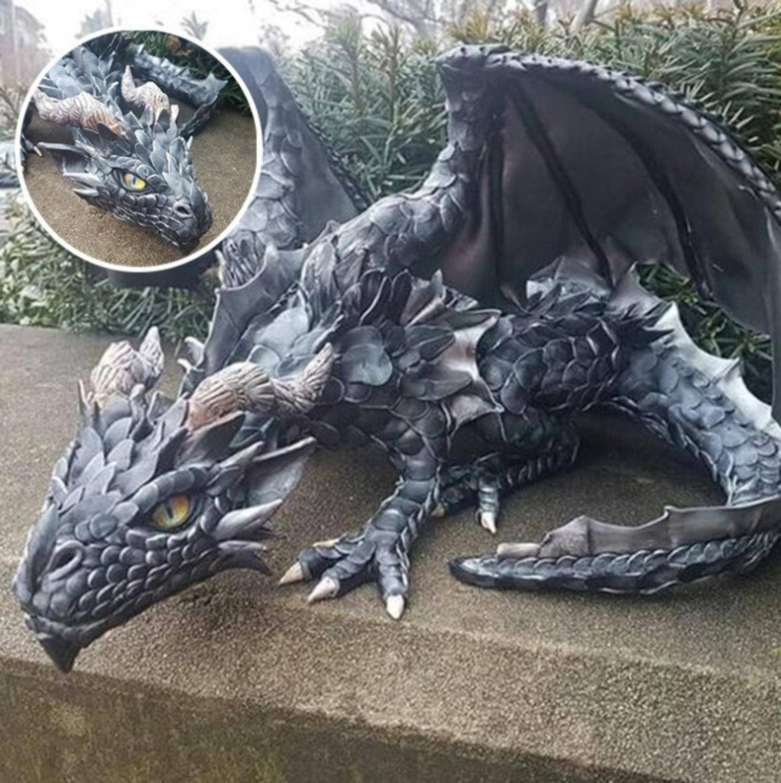 Amazon.co.jp: 翼のある大きなしゃがむドラゴンの彫刻-ドラゴン