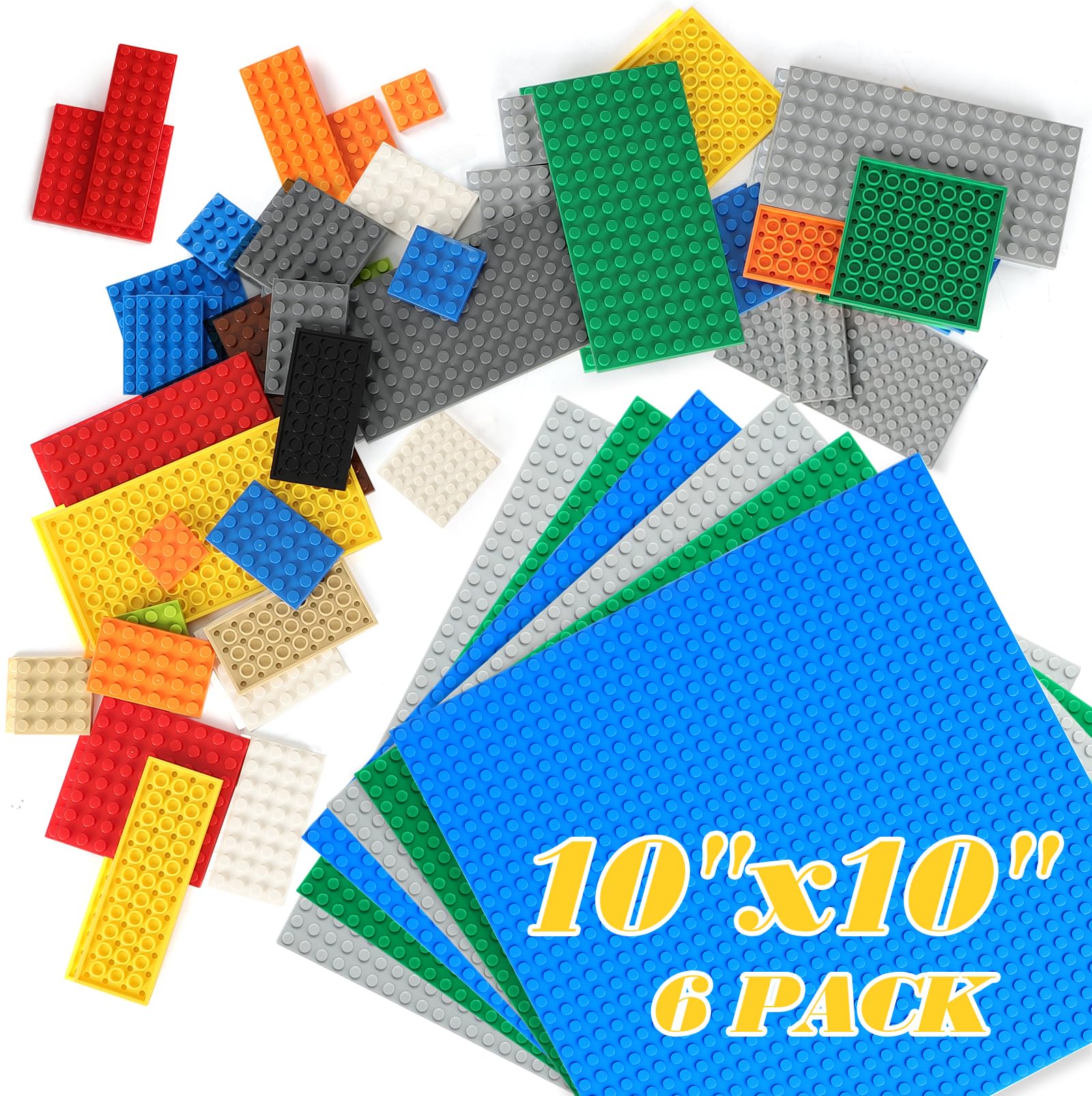 Lekebaby Classic Baseplates Building Base Plates for Building Bricks 32 Pieces of Small Bases & 6 Pieces of 32x 32 Baseplates 100% Compatible with Major Brands