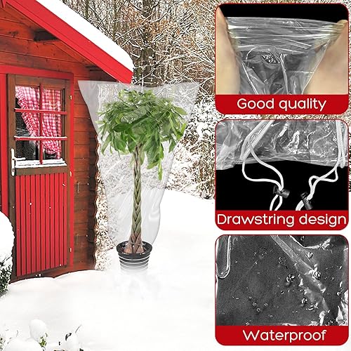 Miniatura 4 de 10 piezas de cubierta grande para plantas de invierno, protección contra la congelación, cubierta de plástico de protección de plantas de 35.5 x