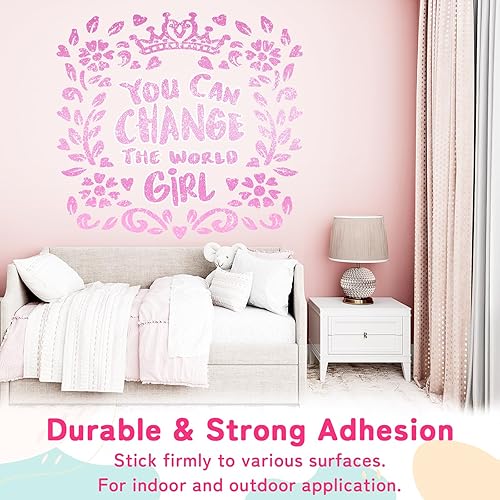 Miniatura 7 de GIRAFVINYL Viny permanente con purpurina rosa, vinilo rosa brillante de 12 pulgadas x 6 pies para manualidades, taza de bricolaje, decoración del