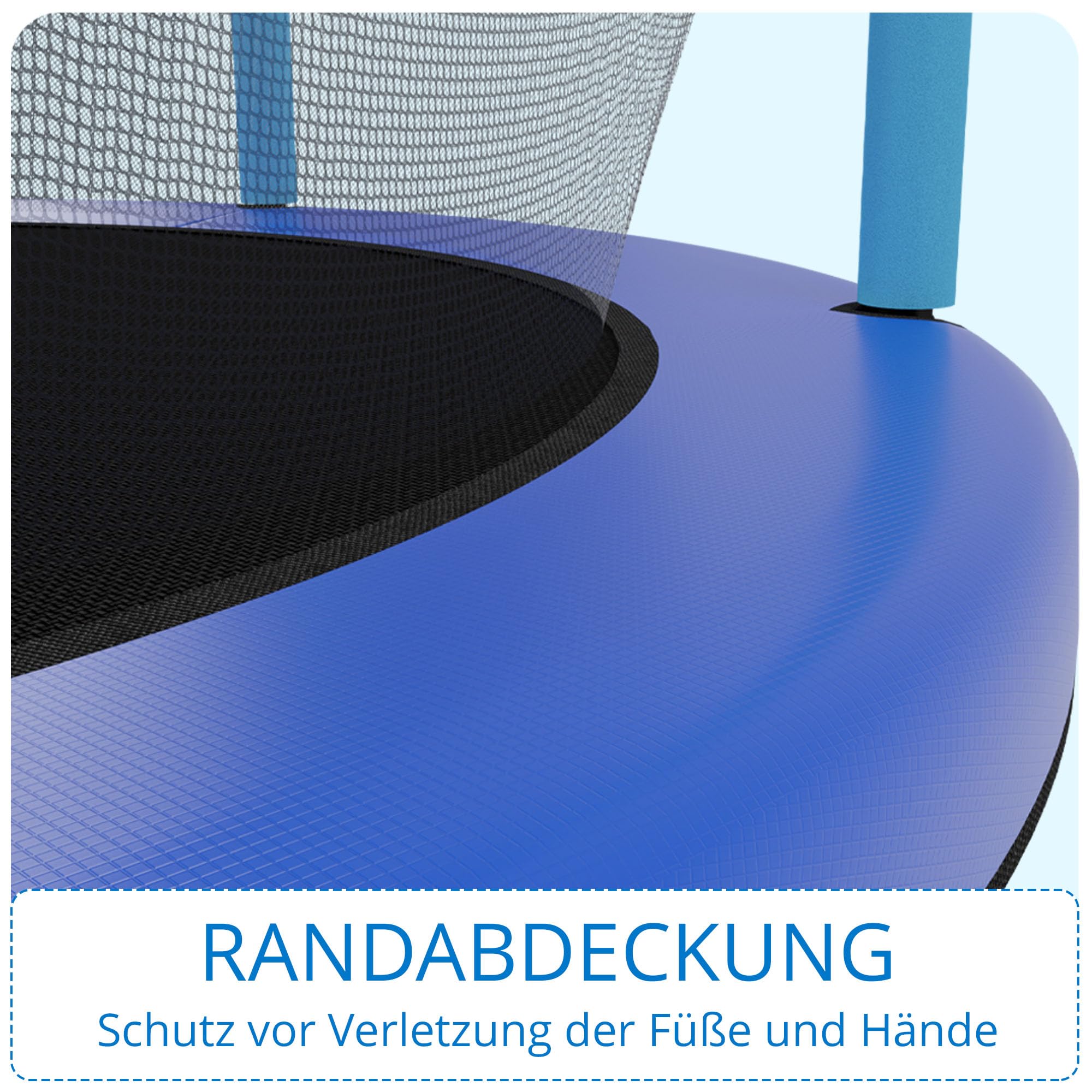 KINETIC SPORTS Kinder Trampolin Jumper 140 cm - Inklusive Gummiseil Federung, Sicherheitsnetz mit Reißverschluss, Rahmenpolster, Schutz Bodennetz - Indoor Kindertrampolin Spielzeug