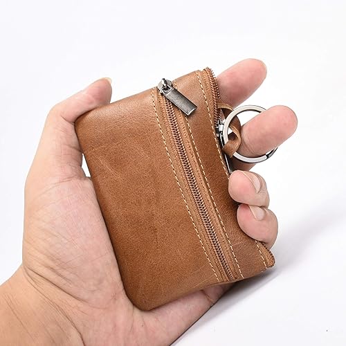 Miniatura 6 de Monederos de cuero genuino para hombre y mujer, con cremallera, monedero delgado para tarjeta de crédito, monedero delgado, monedero, monedero,