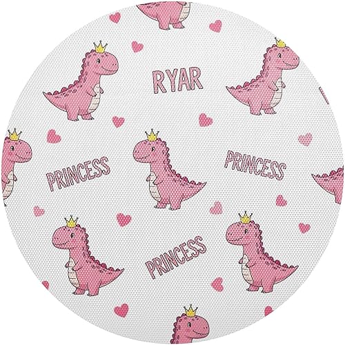 Miniatura 1 de Cute Pink Cartoon Dinosaurs Dinner Table Placemats, Heat Resistant Non Slip PVC Placemats Round for Kitchen one sizex6