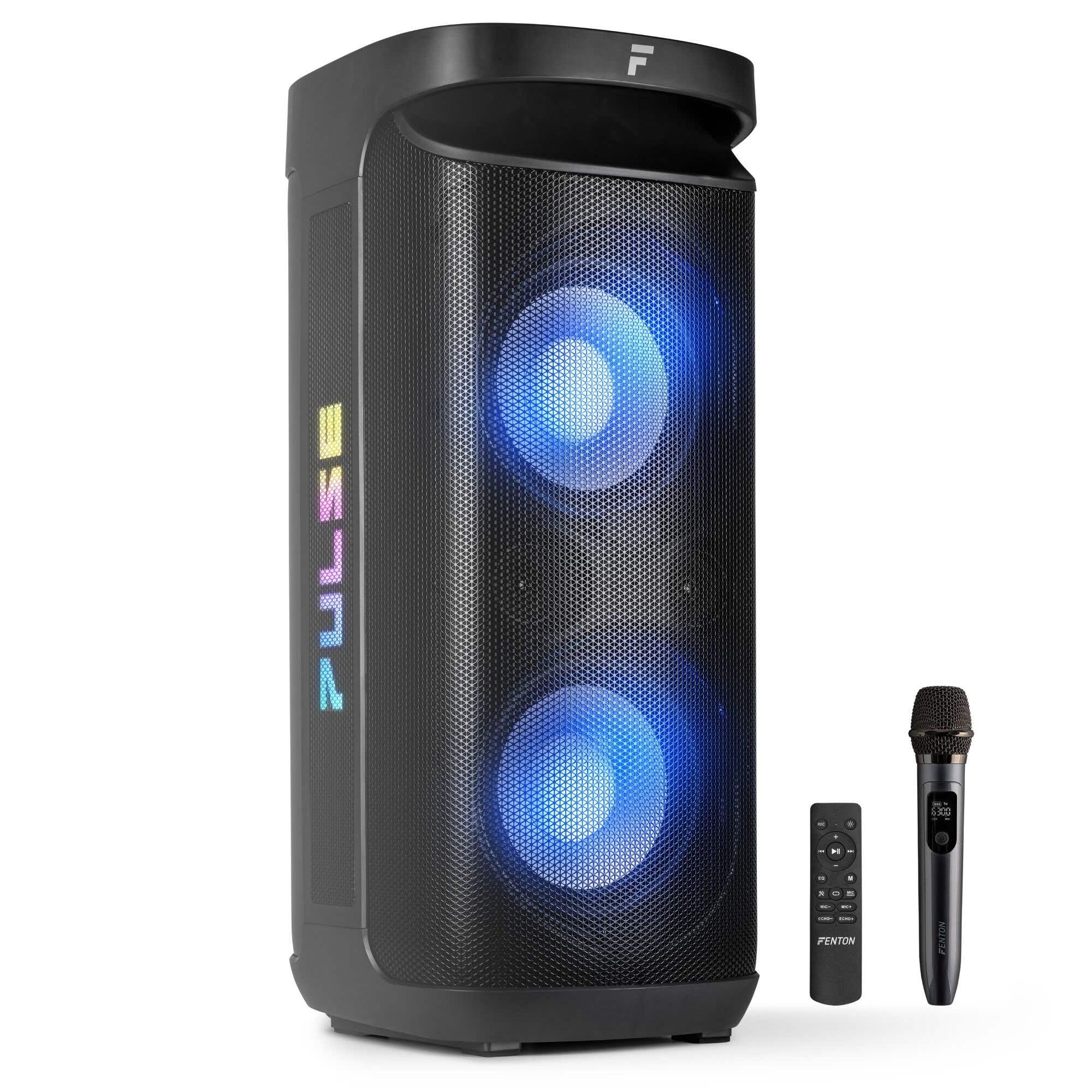 Fenton Pulse200 - Scatola musicale Bluetooth grande, 400 W, impermeabile, batteria 12H, microfono UHF, BT 5.3, radio FM, telecomando, scatola Bluetooth, per feste, per la musica, portatile, colore