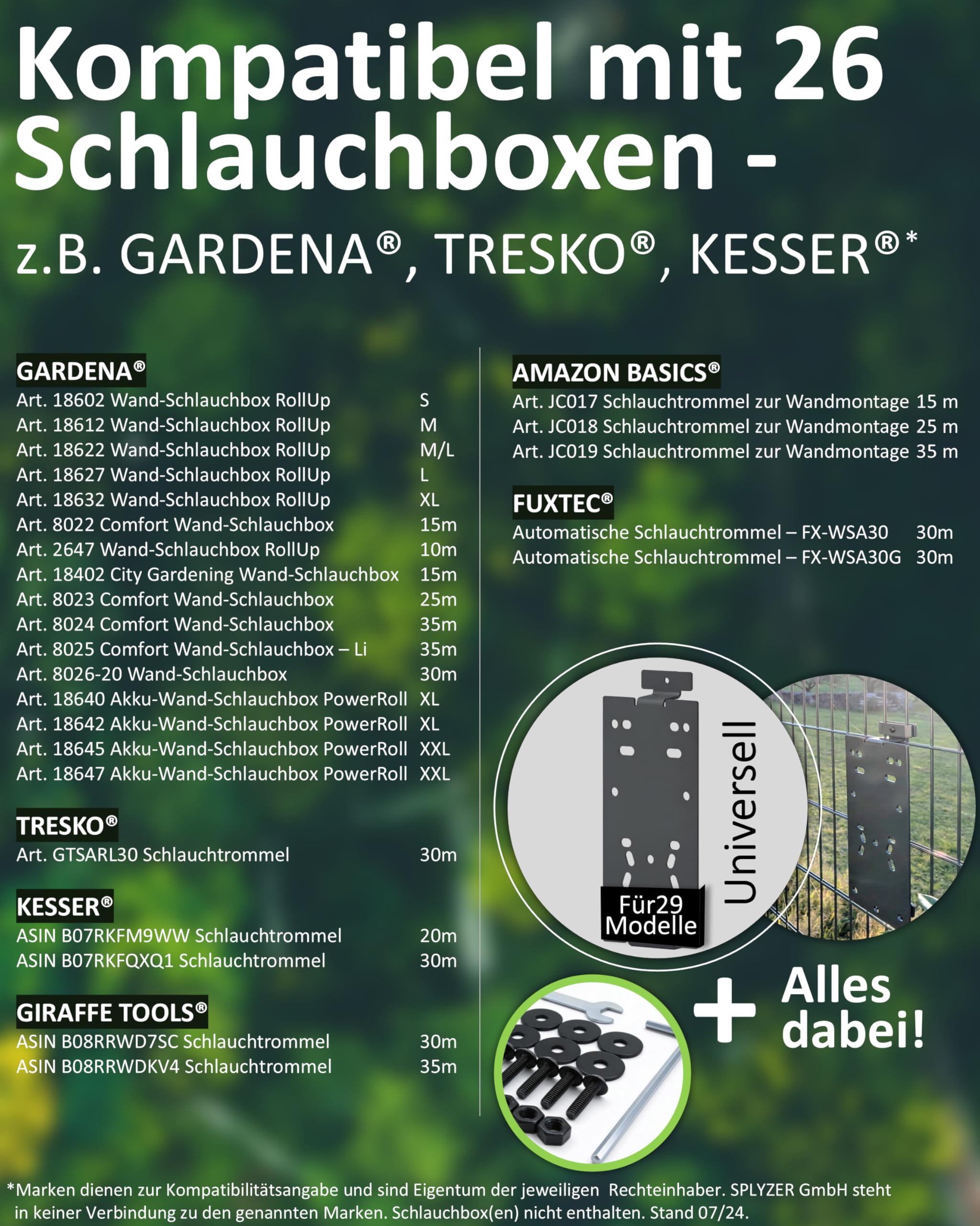 Schlauchbox Halterung für Doppelstabmattenzaun – universal Kompatibel mit Schlauchboxen & Schlauchtrommeln – Halter zur Zaunmontage, witterungsbeständig & pulverbeschichtet Anthrazit – SPLYZER®