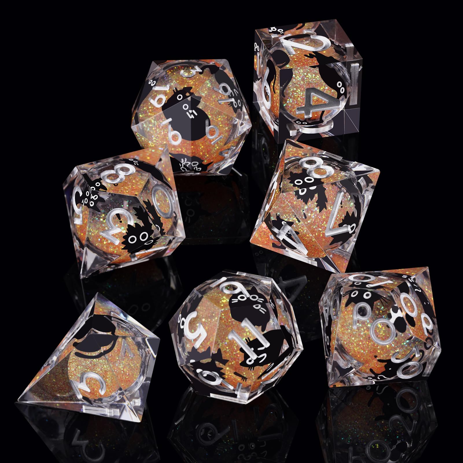 ORUZA D&D Liquid Core D4 D6 D8 D10 D12 D20 D% Gatto D&D Liquid Core Dadi D4 D6 D8 D10 D12 D20 D% Gatto Sabbia da gioco per Dungeons and Dragons RPG MTG Pathfinder