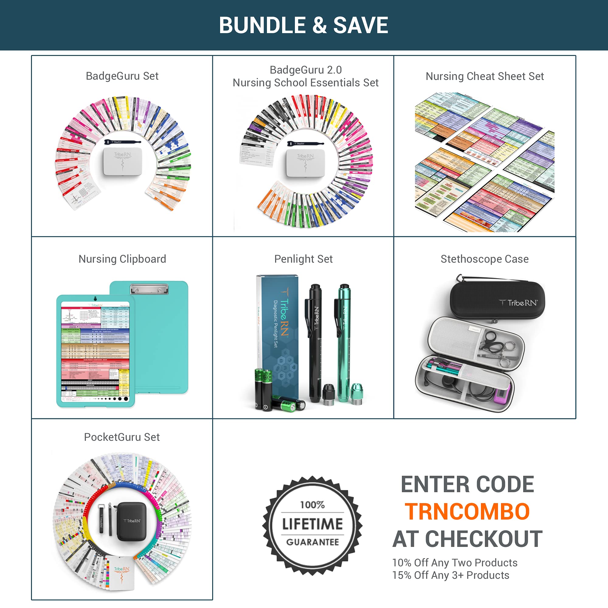 BadgeGuru Set by Tribe RN 26 Nursing Badge Reference Cards EKG