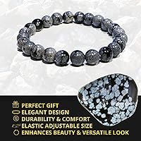 Vista 33 de Pulsera de turmalina negra, pulsera de cristal curativo natural para mujeres y hombres, pulsera de cuentas redondas de 0.315 in para espiritual