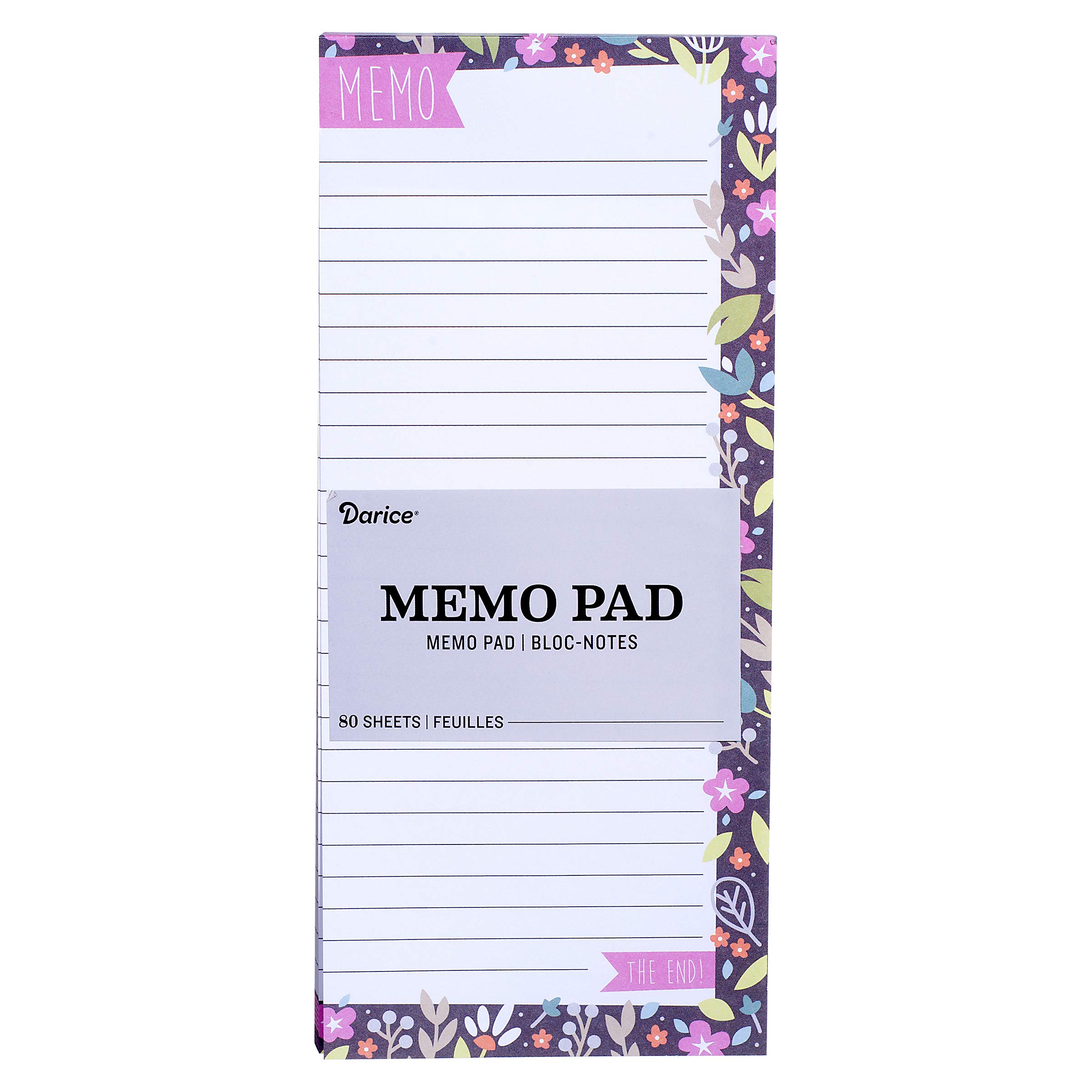 Darice 30041325 - Blocco note magnetico, motivo floreale, 8,9 x 20,3 cm, 80 fogli