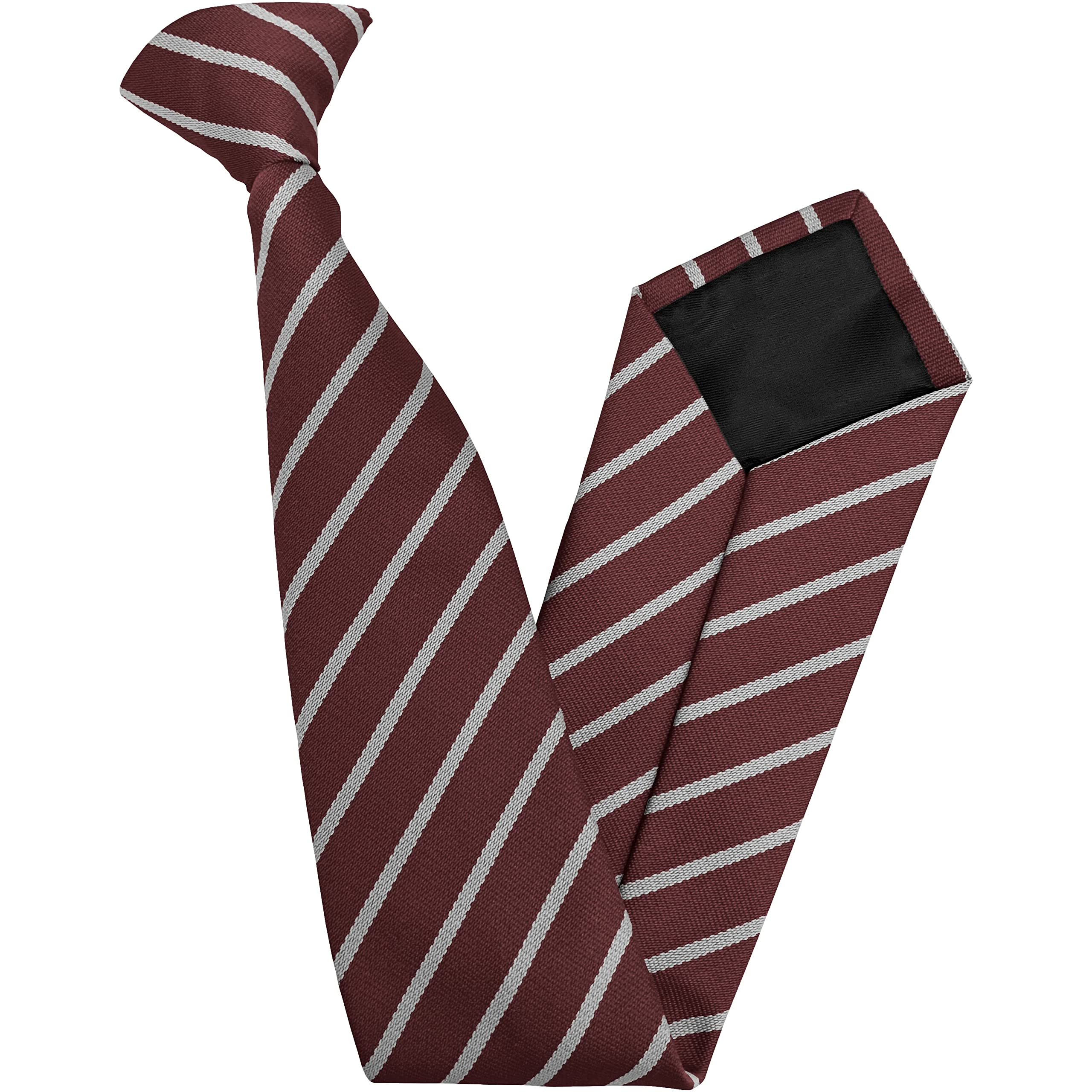 Great British Tie Club Maroon, White Kids Matilda School Maroon & White Clip On Ties (World Book Day) (17 Inch Clip On)