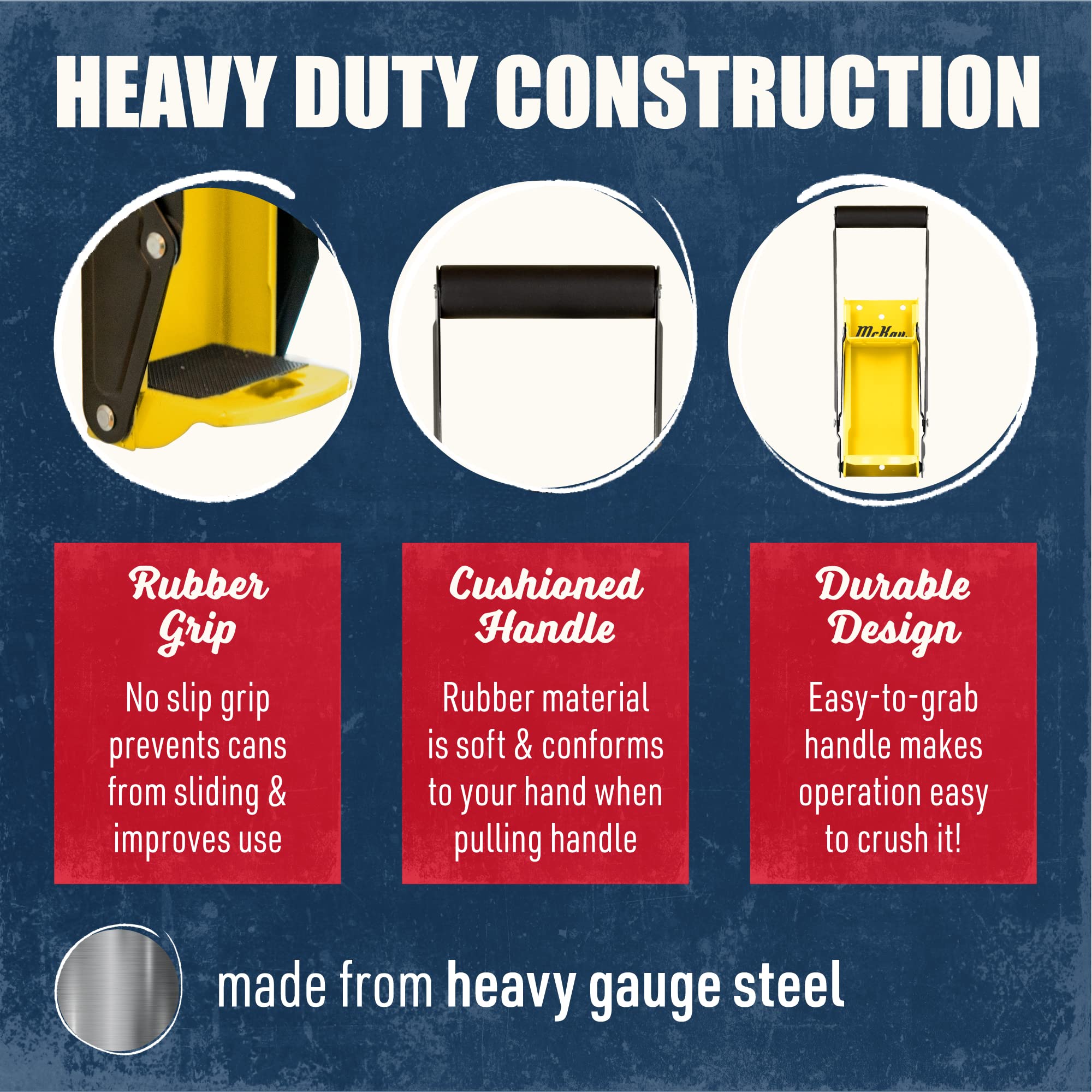 McKay Kruszarka do puszek metalowych, wytrzymała, montowana na ścianie, do aluminiowego seltzera, napojów gazowanych, puszek po piwie i butelek do recyklingu - żółta