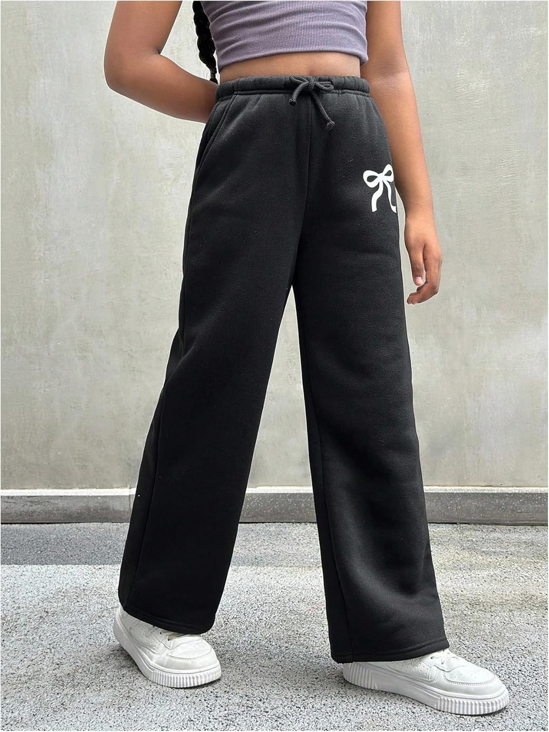 Girl's Baggy Sweatpants Bowknot Elastic Waist Wide Leg Pants Athletic Sweat Pants Trousers Trendy - Image 3