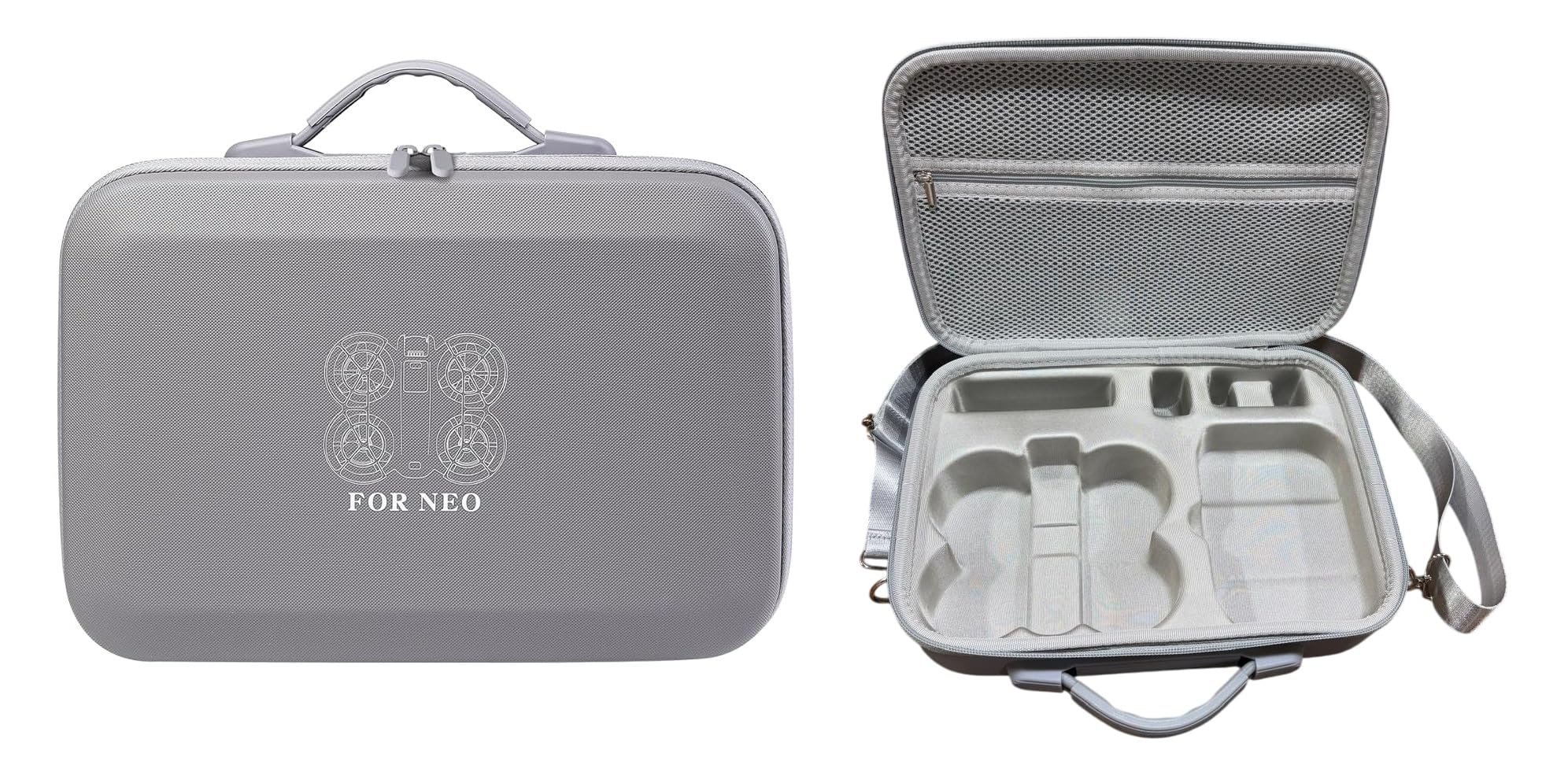 M.G.R.J® Carrying Case for DJI Neo Drone, Travel Portable Shoulder Bag for DJI Neo Fly More Combo Drone and RC-N3 Remote Controller Accessories (Hard|PU Leather|Grey)-picture-21