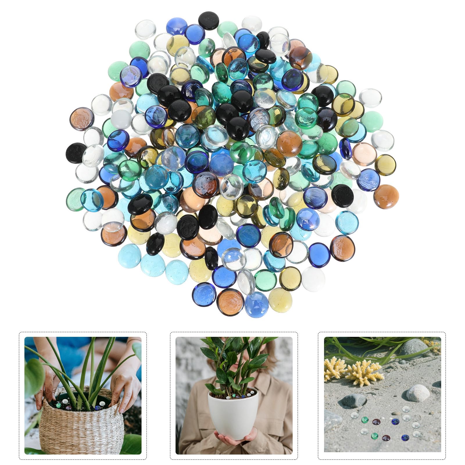 Guijarros de Vidrio de Colores para Jardín, 1800g, Vidrio