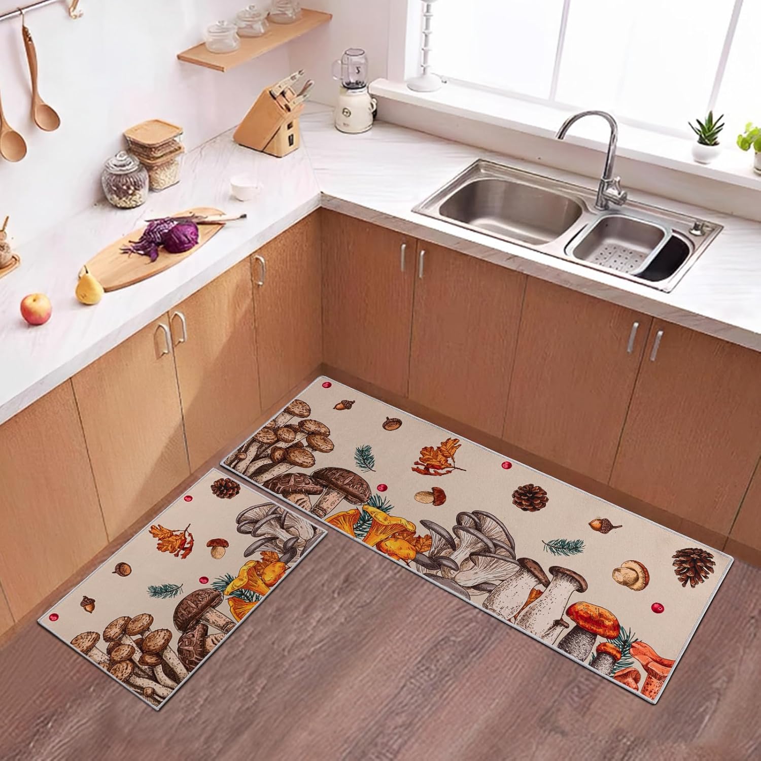 Amazon.com: UBTKEY Mushroom Kitchen Rugs Sets of 2, Kitchen Mats for ...
