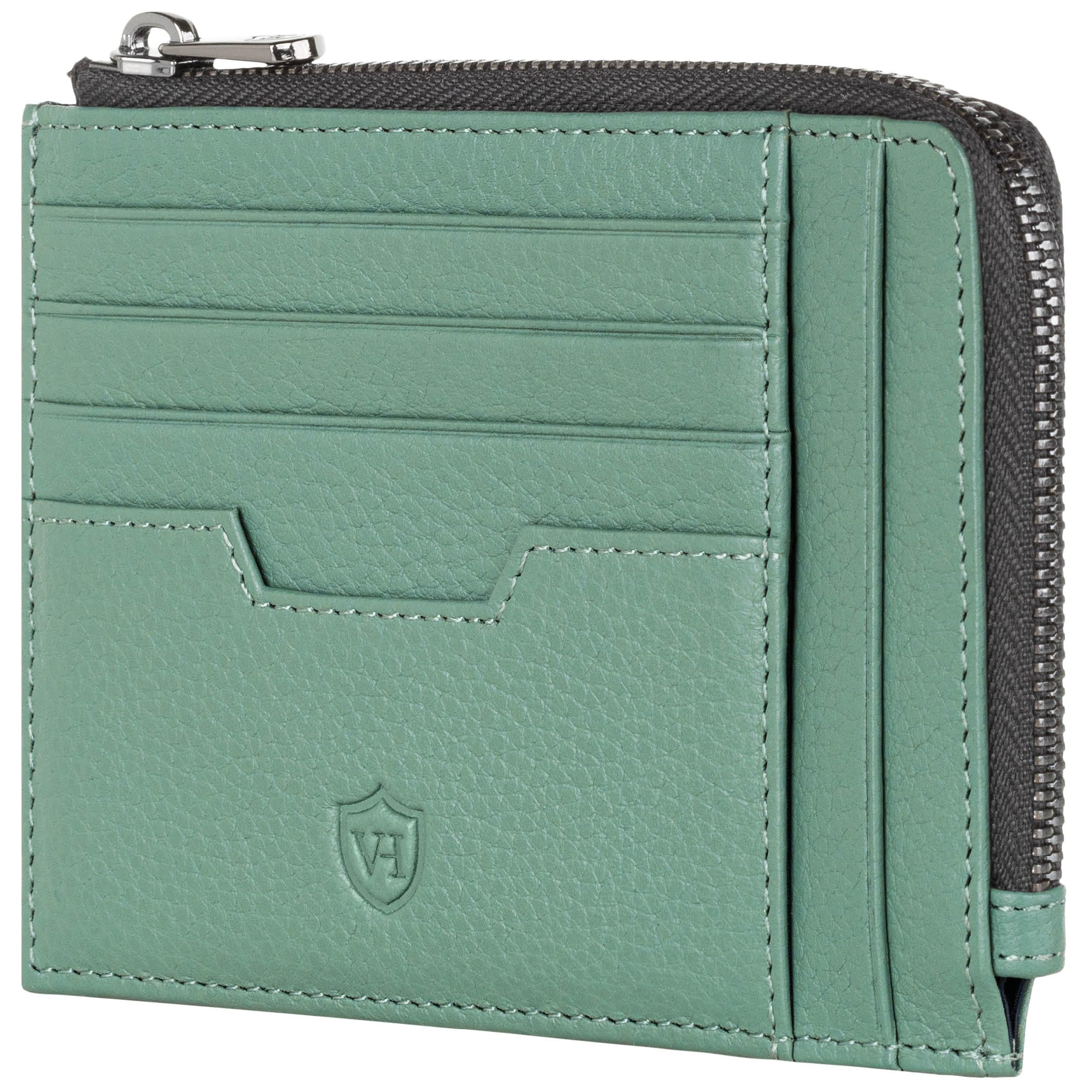 VON HEESEN Leder Kartenetui Geldbörse Herren & Damen Kreditkartenetui (Türkis (Silver Pine))