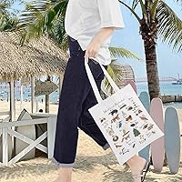 Vista 7 de LEVLO Bolsa de lona con diseño de alfabeto de animales - Bolsa de comestibles con temática de bosque A-Z