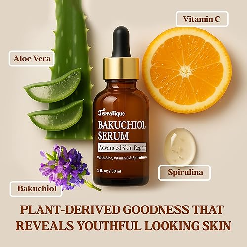 Miniatura 4 de Suero de Bakuchiol para la cara, alternativa al retinol para pieles sensibles, contiene aloe, centella, espirulina, suero de retinol de bakuchiol,