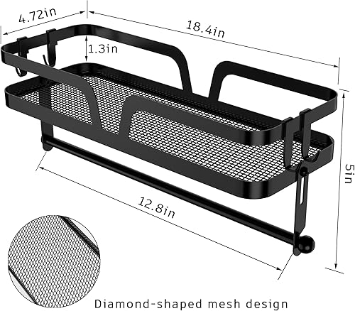 Miniatura 7 de Taozun Soporte para toallas de papel con estante, soporte para papel de cocina, estante para especias, soporte para rollos de papel negro, soporte
