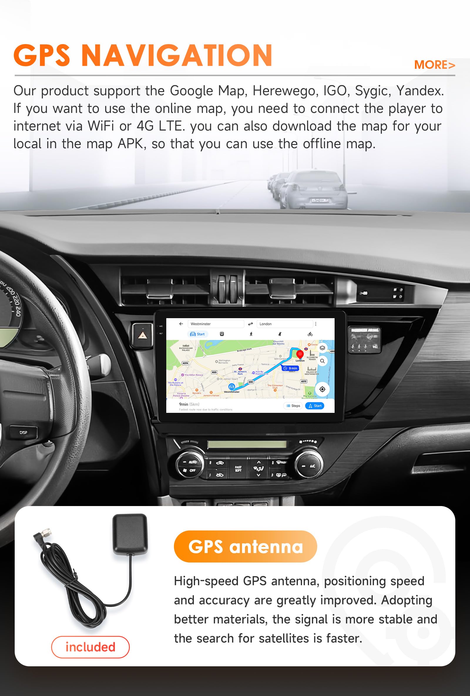 Android 14 Autoradio für Toyota Corolla Auris 2013-2016, 10,1 Zoll QLED-Touchscreen mit kabellosem CarPlay Android Auto, 8-Kern 4+32GB Car Radio mit GPS-Navi, SWC, BT 5.4, WiFi, 4G, FM/RDS, DSP