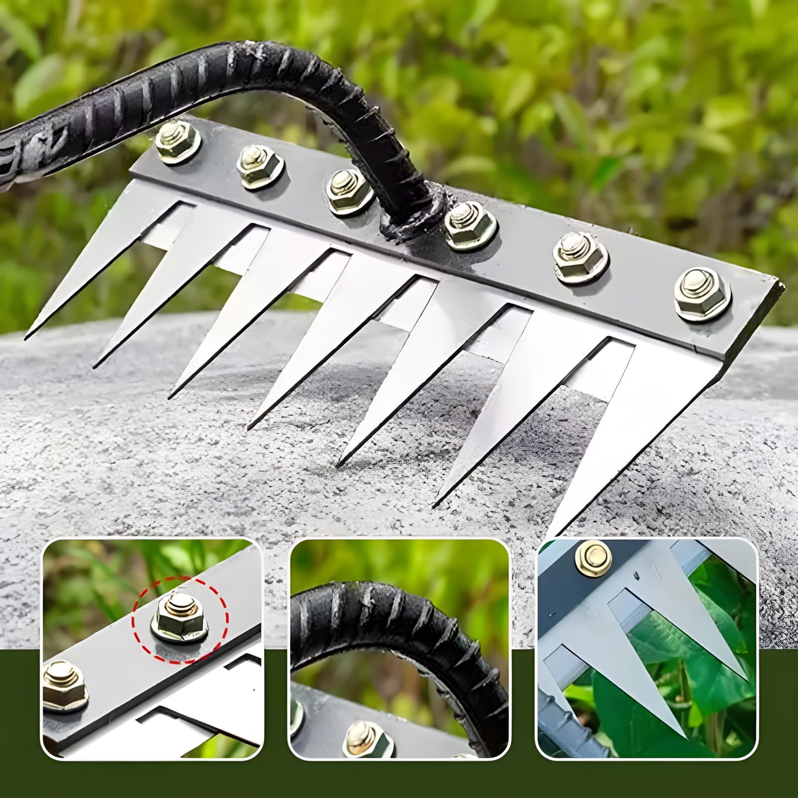 Rateau De Désherbage 6 Dents En Acier Au Carbone - Outil Jardin Sans Manche Iron Rake 2.0