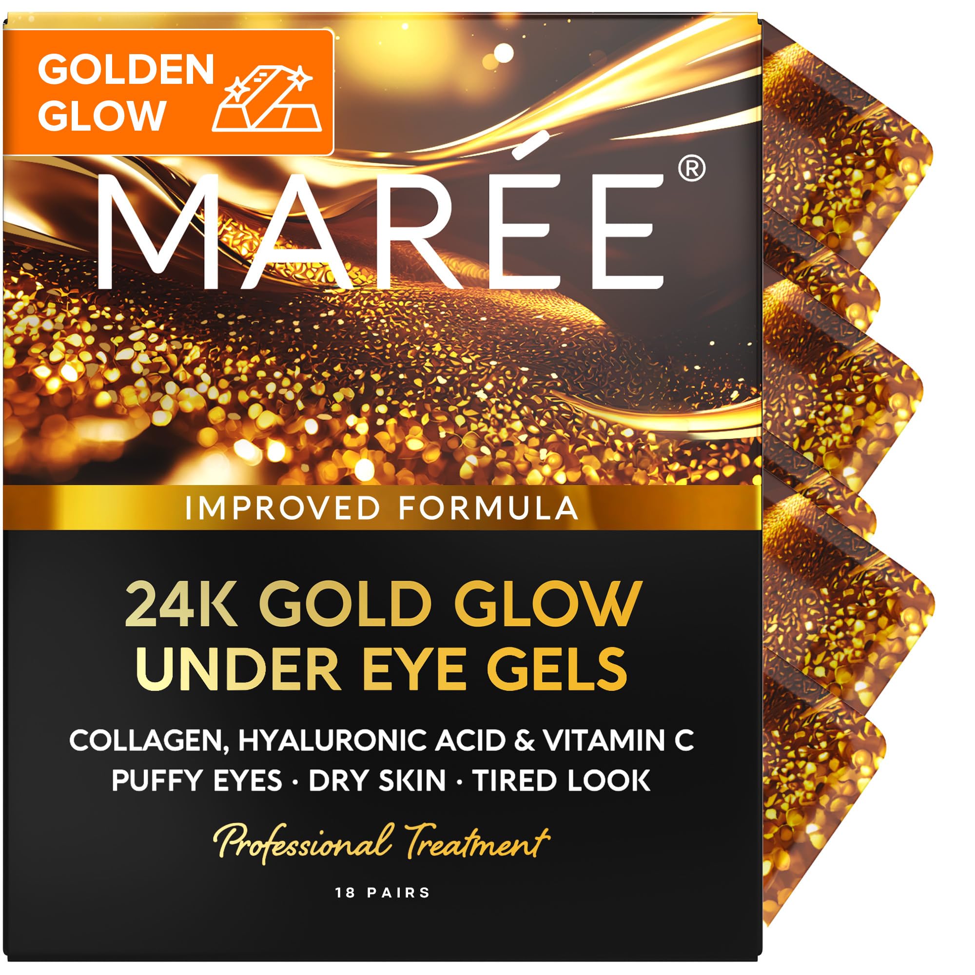 MAREE Eye Gels – Under-Eye Refreshing Pads – Radiant Daily Care with Golden Glow Finish