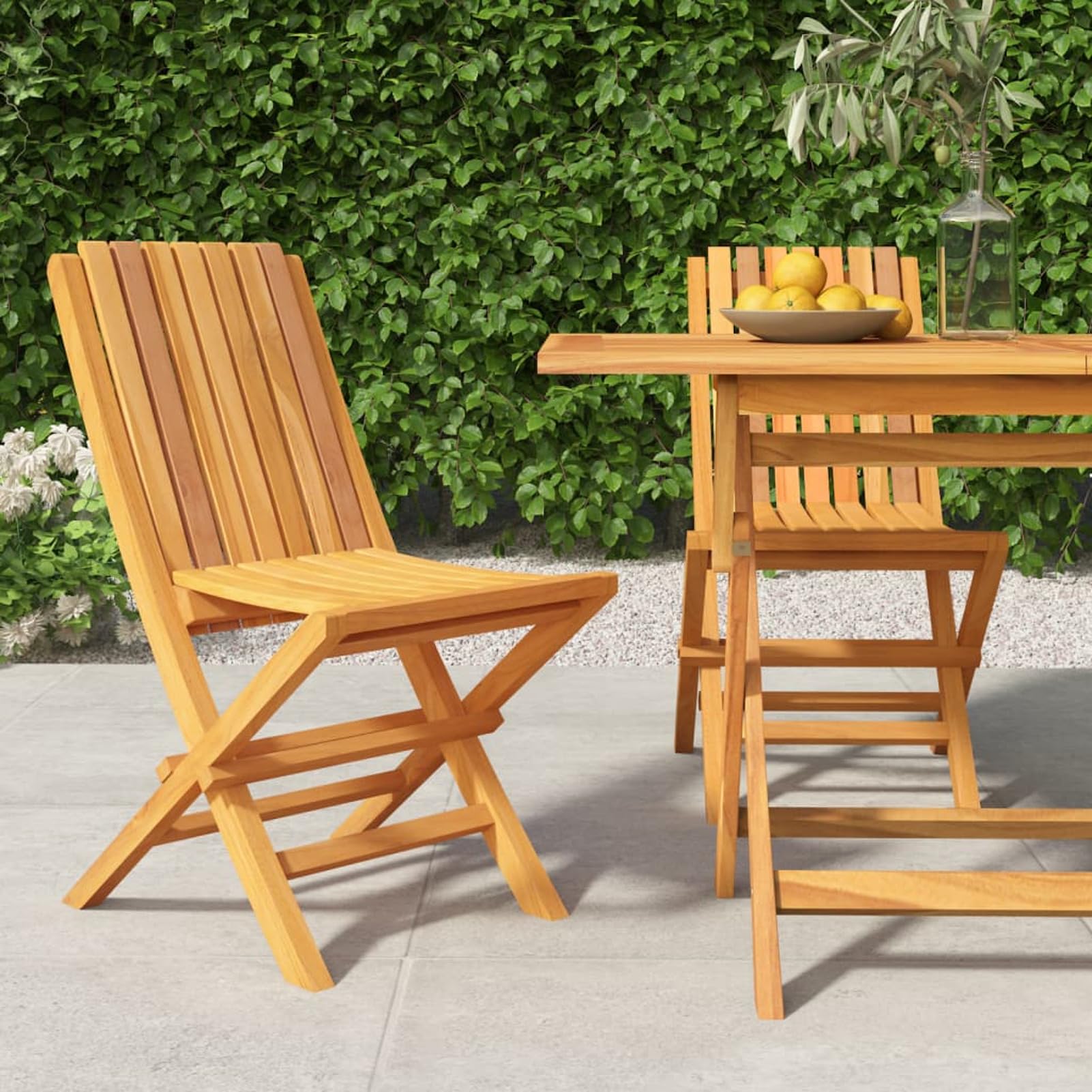 Chaises de jardin pliantes en bois de teck BaraSh pour salle à manger