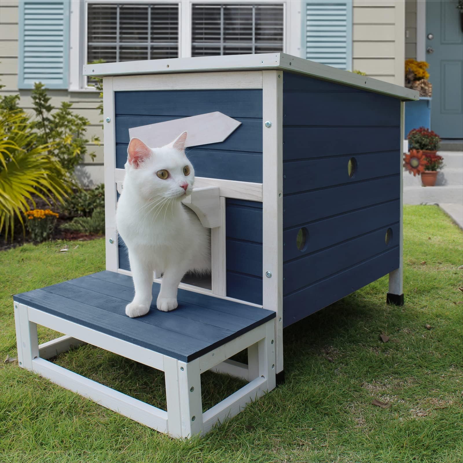 Rockever Outdoor Cat House, 2 Story Outdoor Houses for