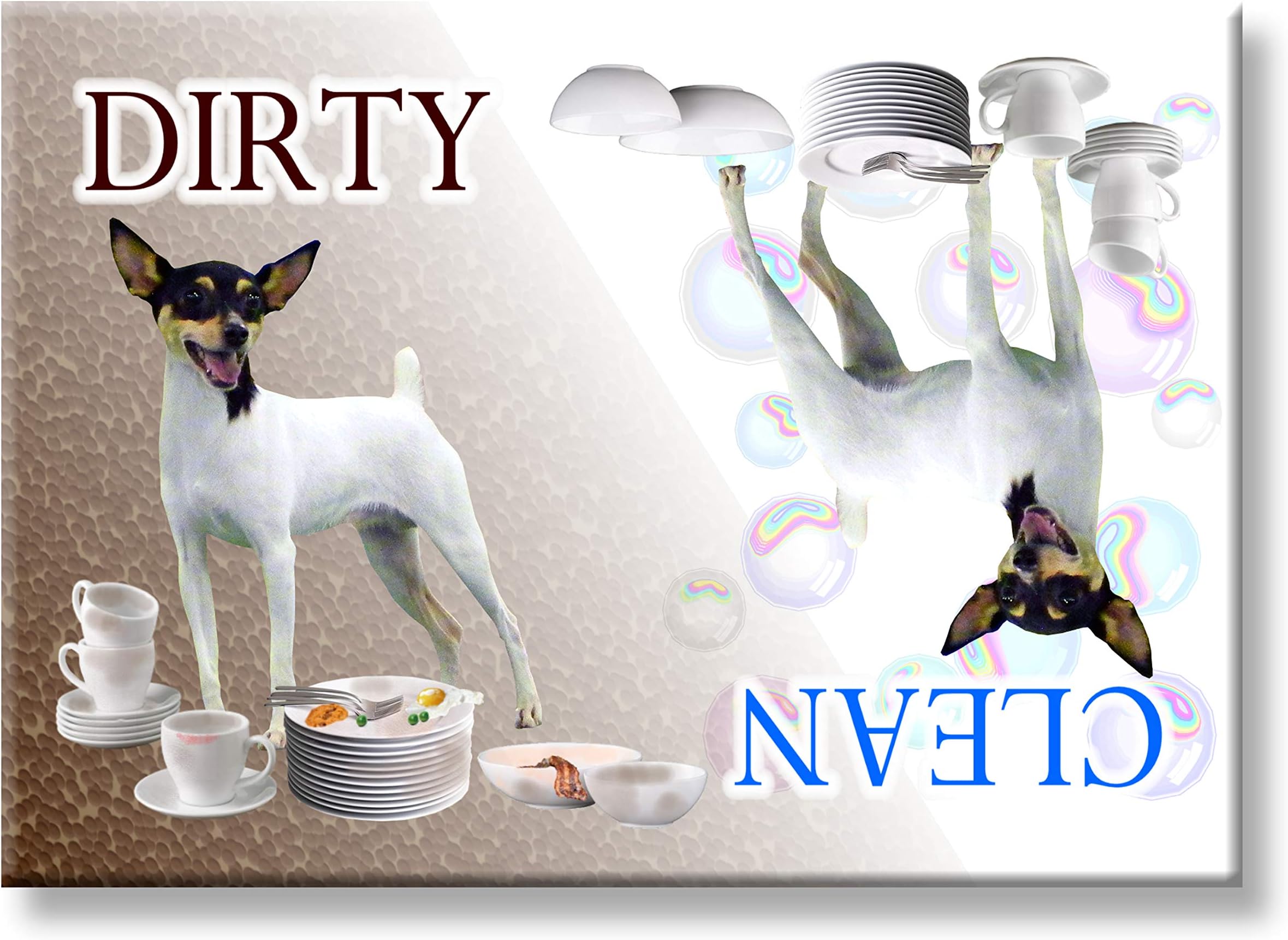 Toy Fox Terrier Clean Dirty Dishwasher Magnet