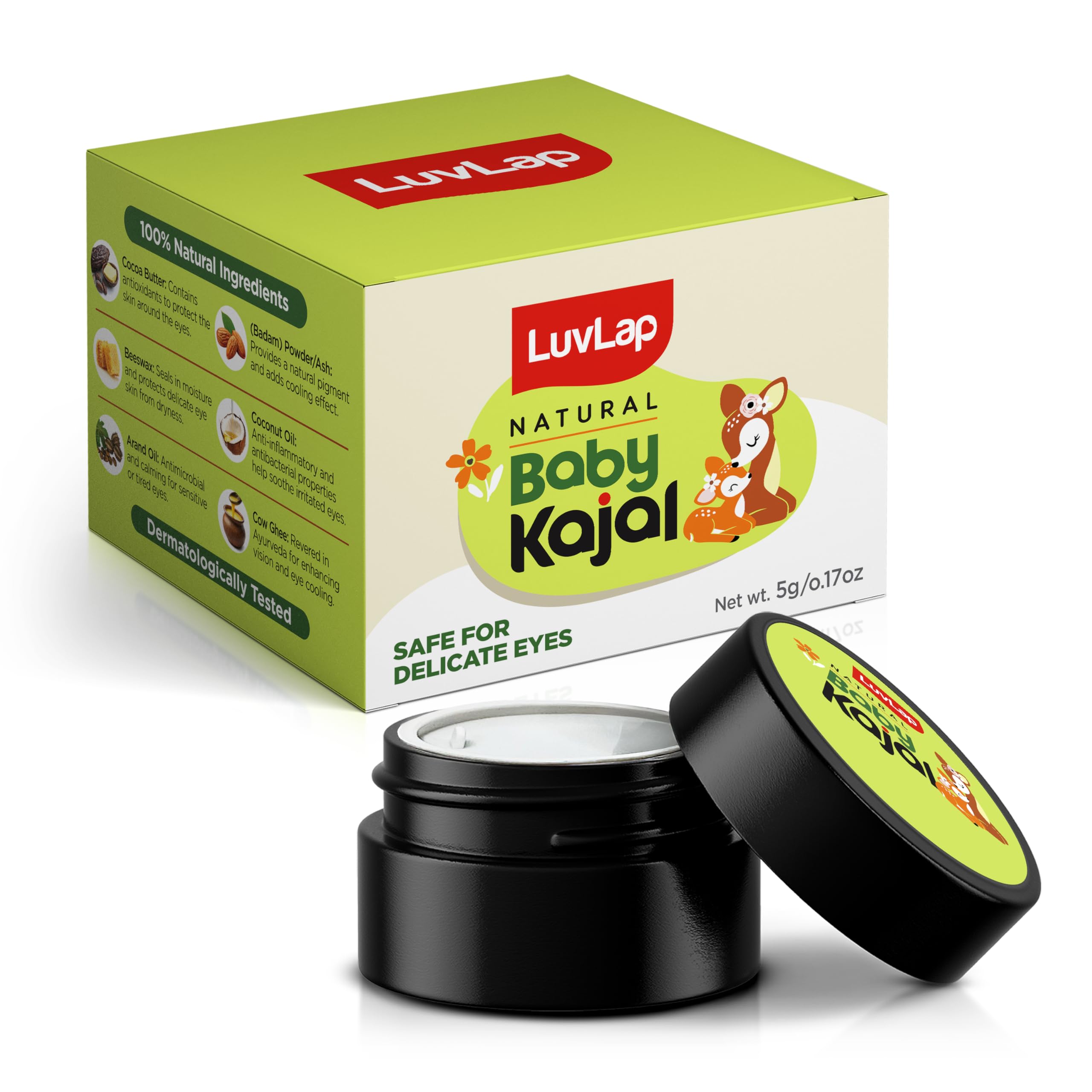 LuvLap 100% Natural Baby Kajal with Pure Cow Ghee, Castor Oil, Coconut Oil, Sweet Almond Oil & Cocoa Butter, Soothes & Nourishes Eyes of New Born & Kids, Irritation-free, with Zero Lead Content, 5g-picture-19