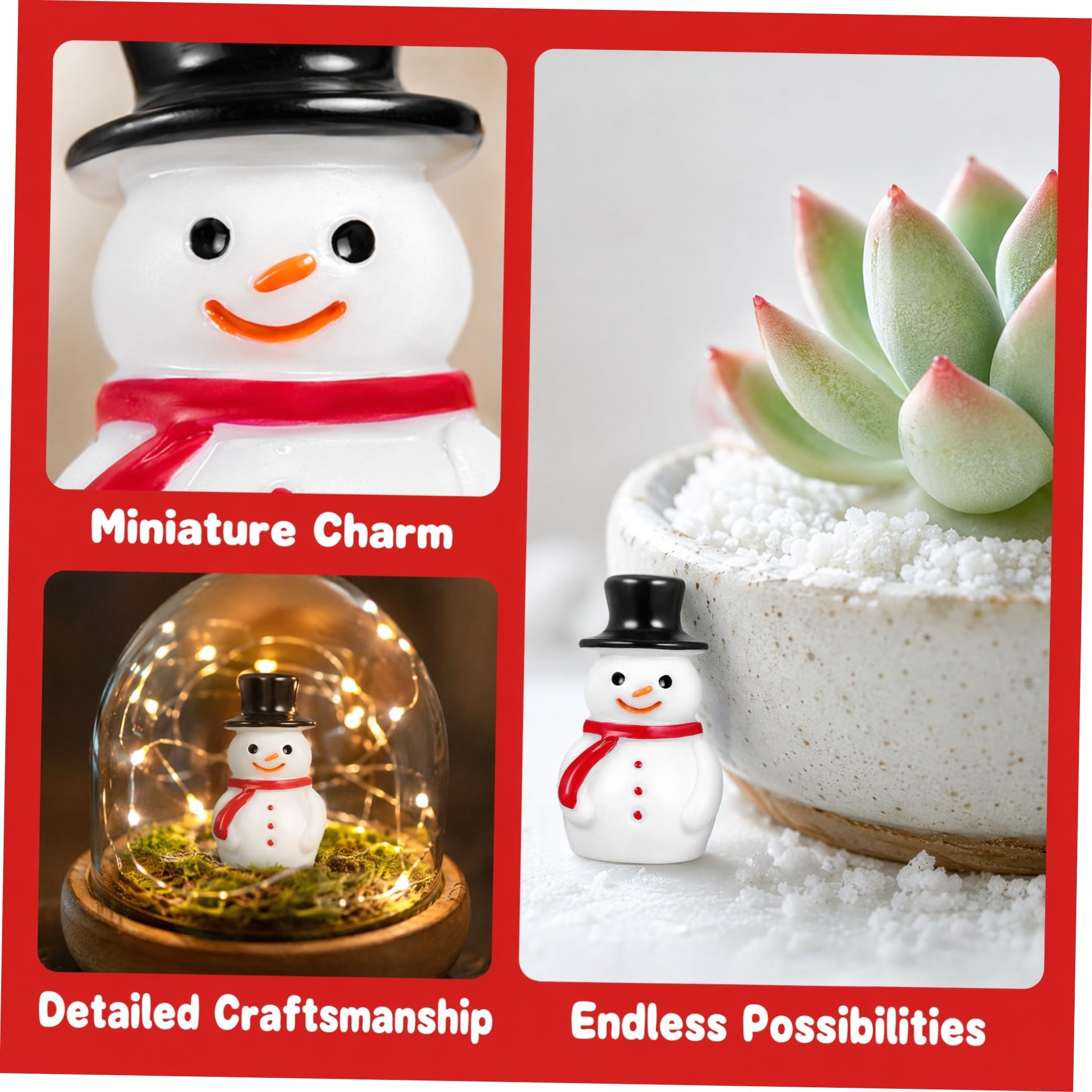 20 Pezzi Mini Statuine Pupazzo di Neve in Resina Nero, Weihnachten
