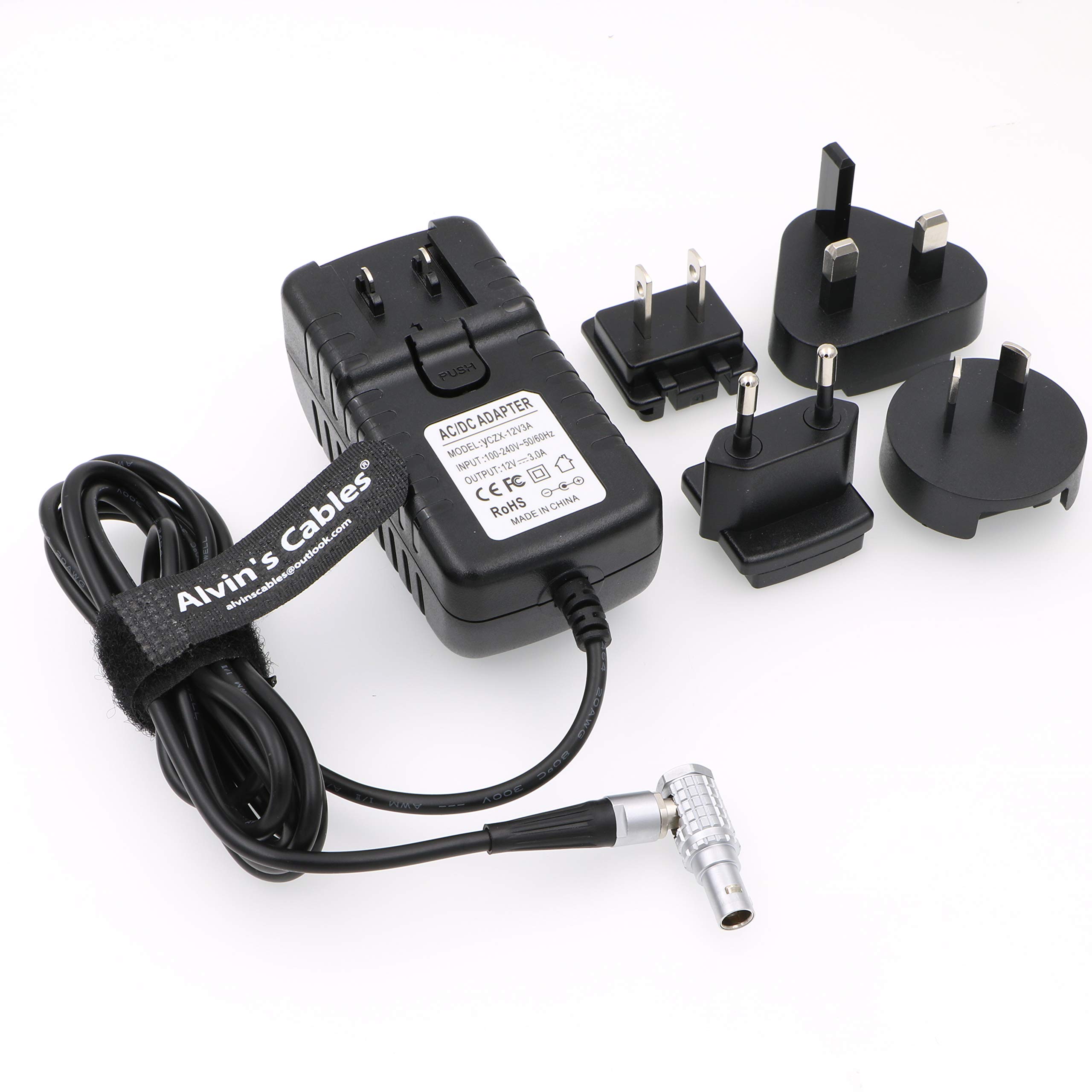 Alvin's Cables Teradek zasilacz kabel konwerter kąt prosty 2 styki na uniwersalny AC z amerykańską wtyczką EU EU do Z Cam E2 flagowy Teradek Cube Hollyland Cosmo 600
