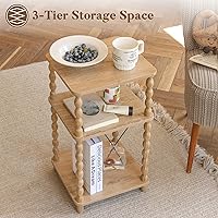 Vista 7 de End Table, Modern Side Table with 3 Tier Open Shelf, Small Table Bed Side Tables Bedroom for Small Spaces, Living Room and Office (Rustic Walnut)