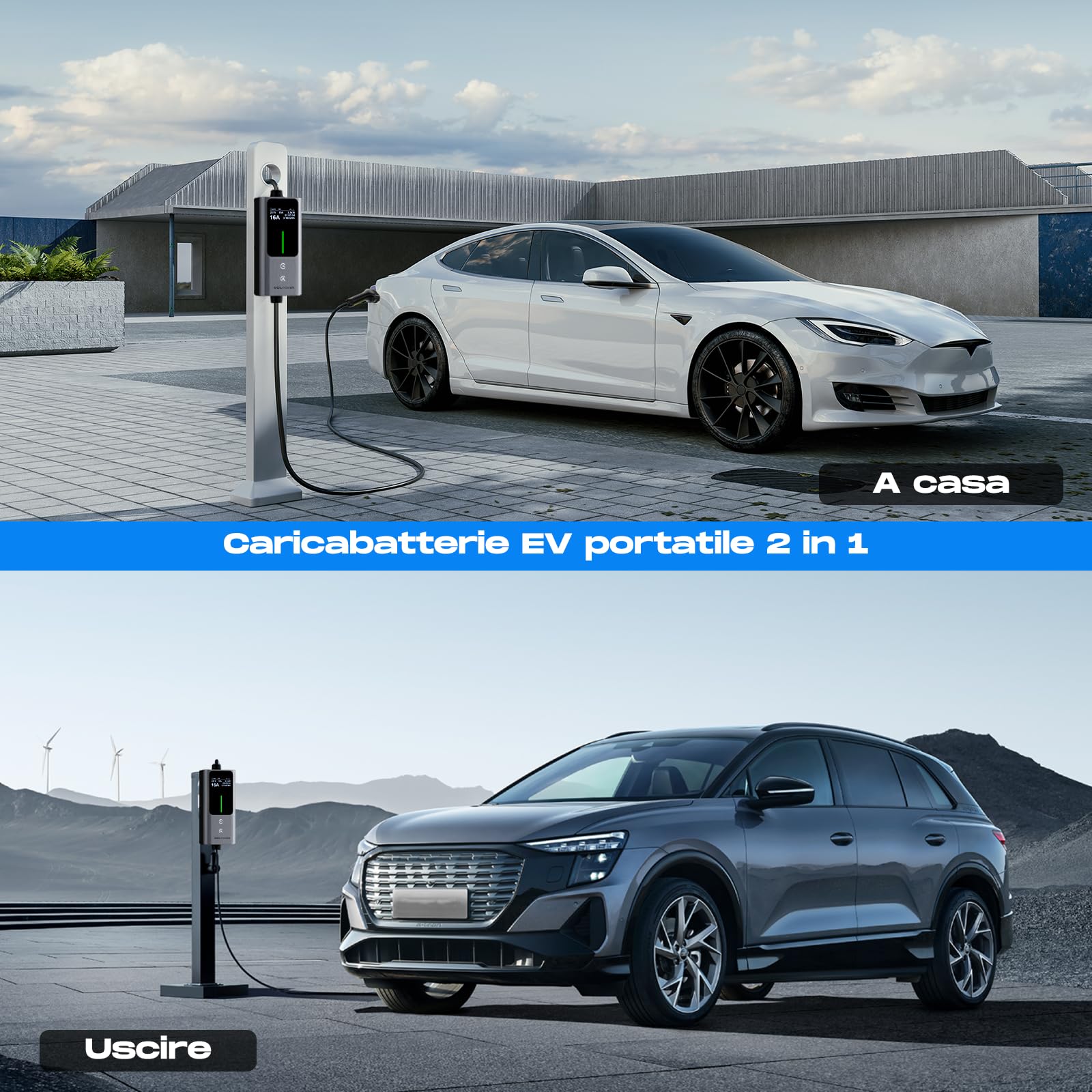 Colonnina Ricarica Auto Elettrica 11kW | 6-16A | 5m