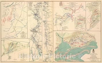 Historic Pictoric Civil War Military Maps Petersburg, Bentonville, Pea Ridge, Spanish Fort - 1895 Atlas Plate - 24in x 16in