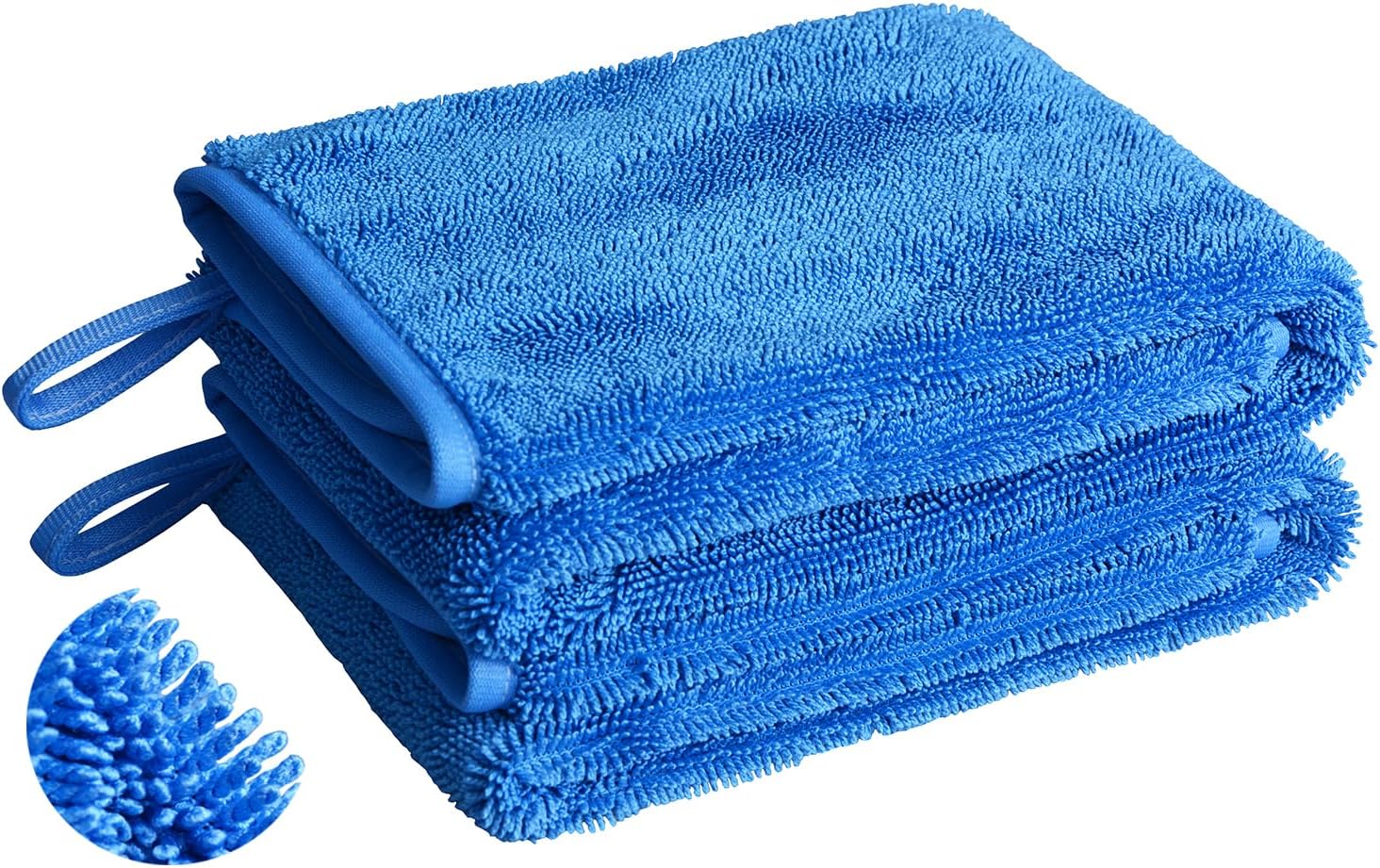 Microfibre Cloths for Car Care and Motorcycle Car Drying Cloth 600 GSM Ultra Absorbent Car Care Cleaning Cloths Microfibre Car Wash Cloth Scratch-Free & Lint-Free with Hanging Hook Blue Set of 2